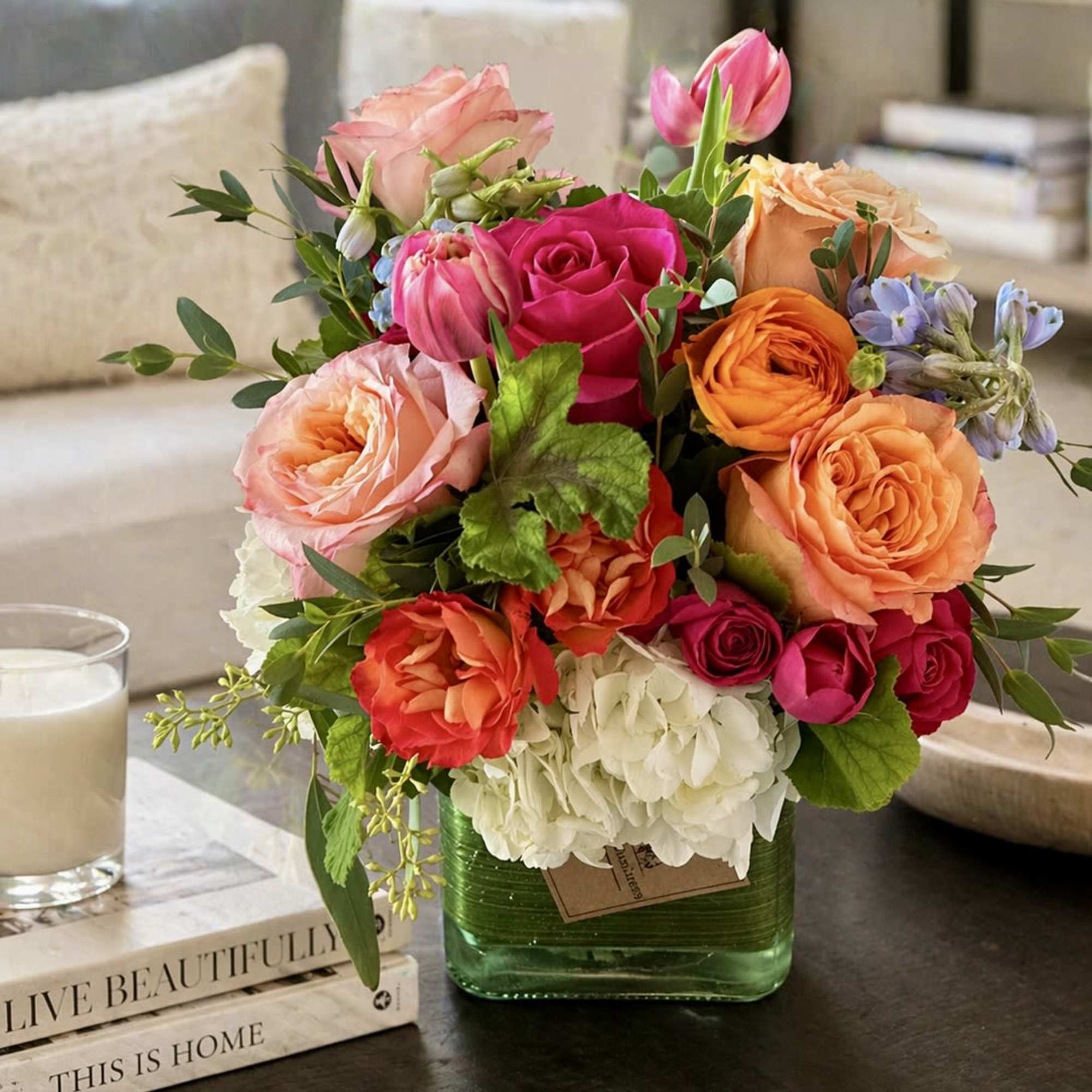 Bright, joyful, and full of color, Sunlit Harmony is a cheerful floral