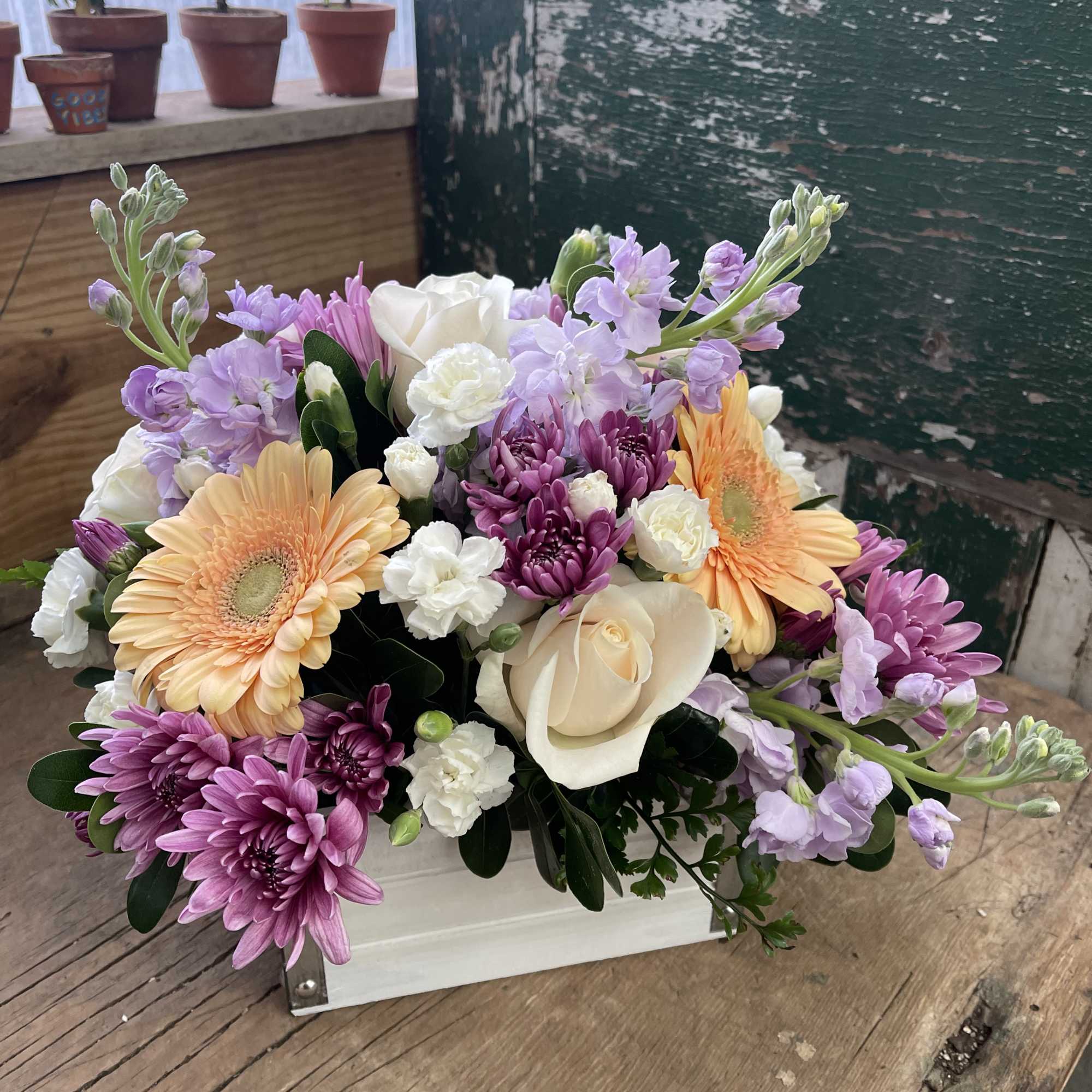 Cheer someone up with this Peachy Keen design.  These pastel blooms