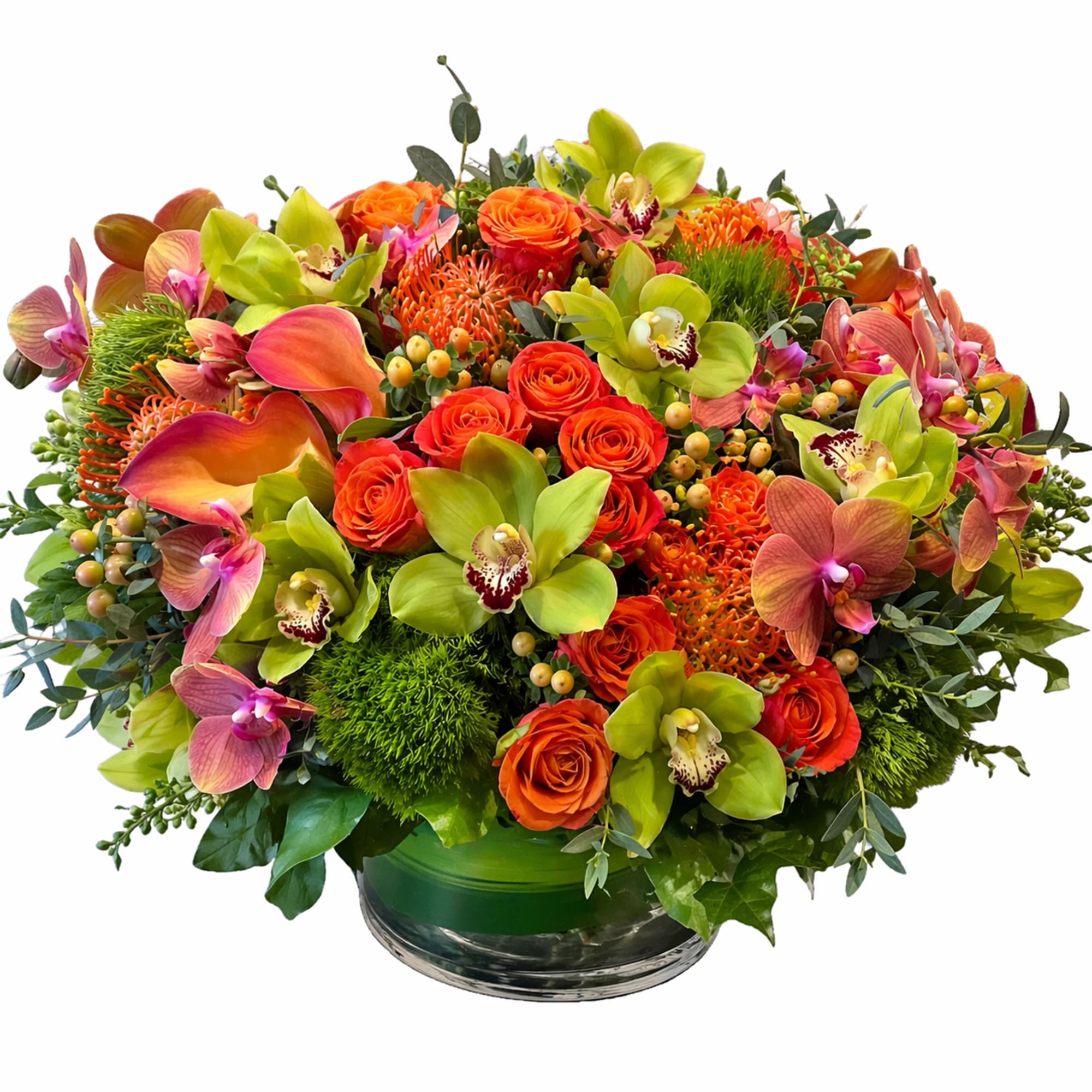 Assorted foliage in shades of green, bronze, and russet mirror the changing