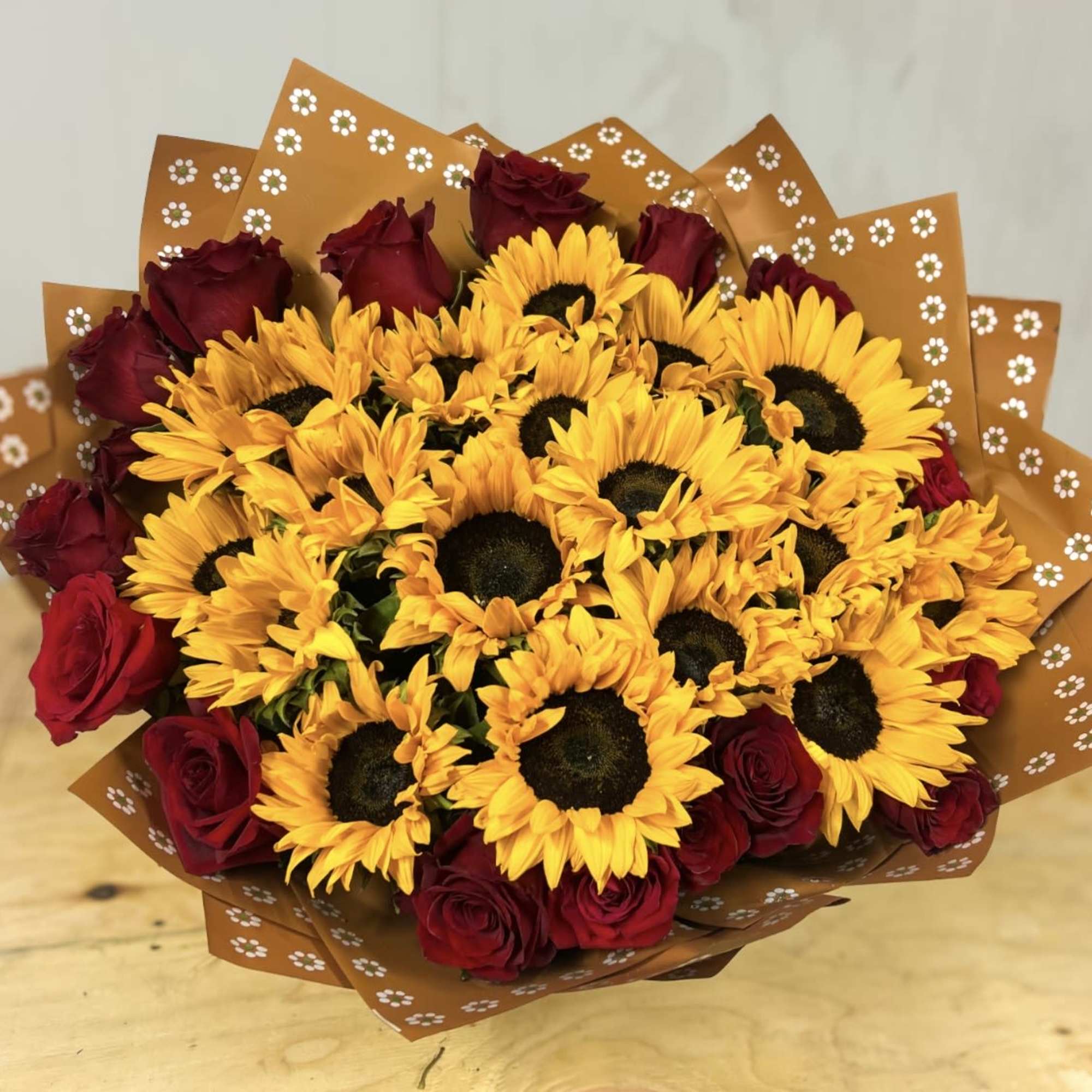 A bold and radiant arrangement that captures the warmth of golden hour.