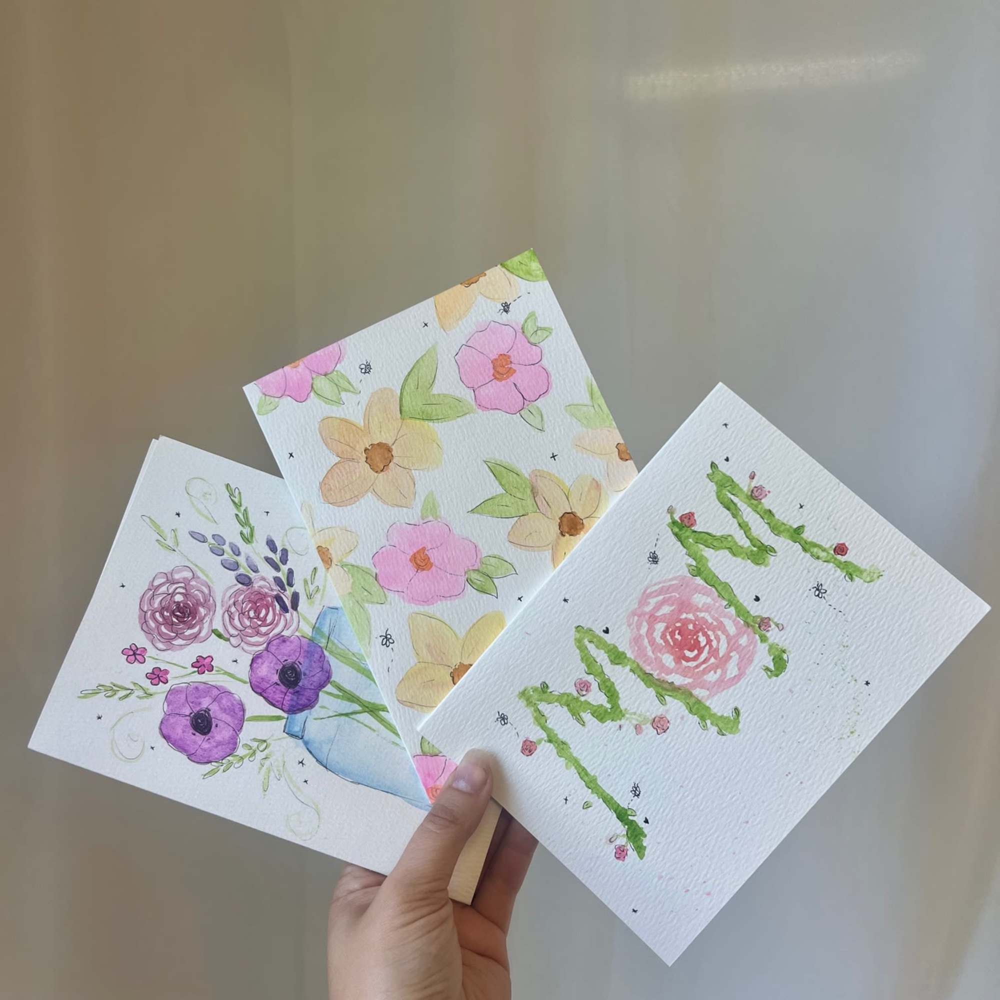 A local handpainted Mother's Day themed card, each one is unique, perfect