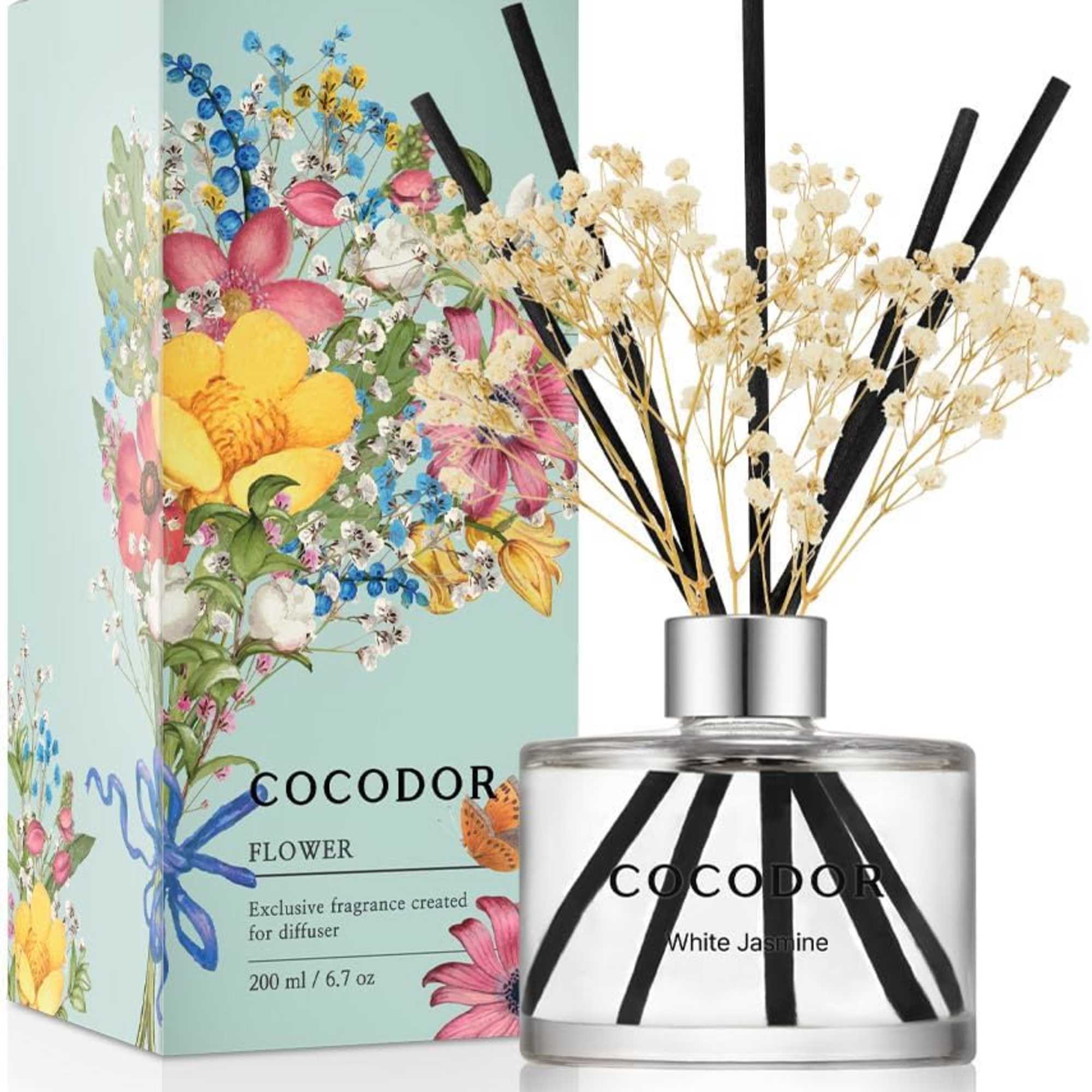 CONTENTS 
Diffuser 200ml / 6.7oz + Reed Stick 5pcs + Preserved Flower
Elegant