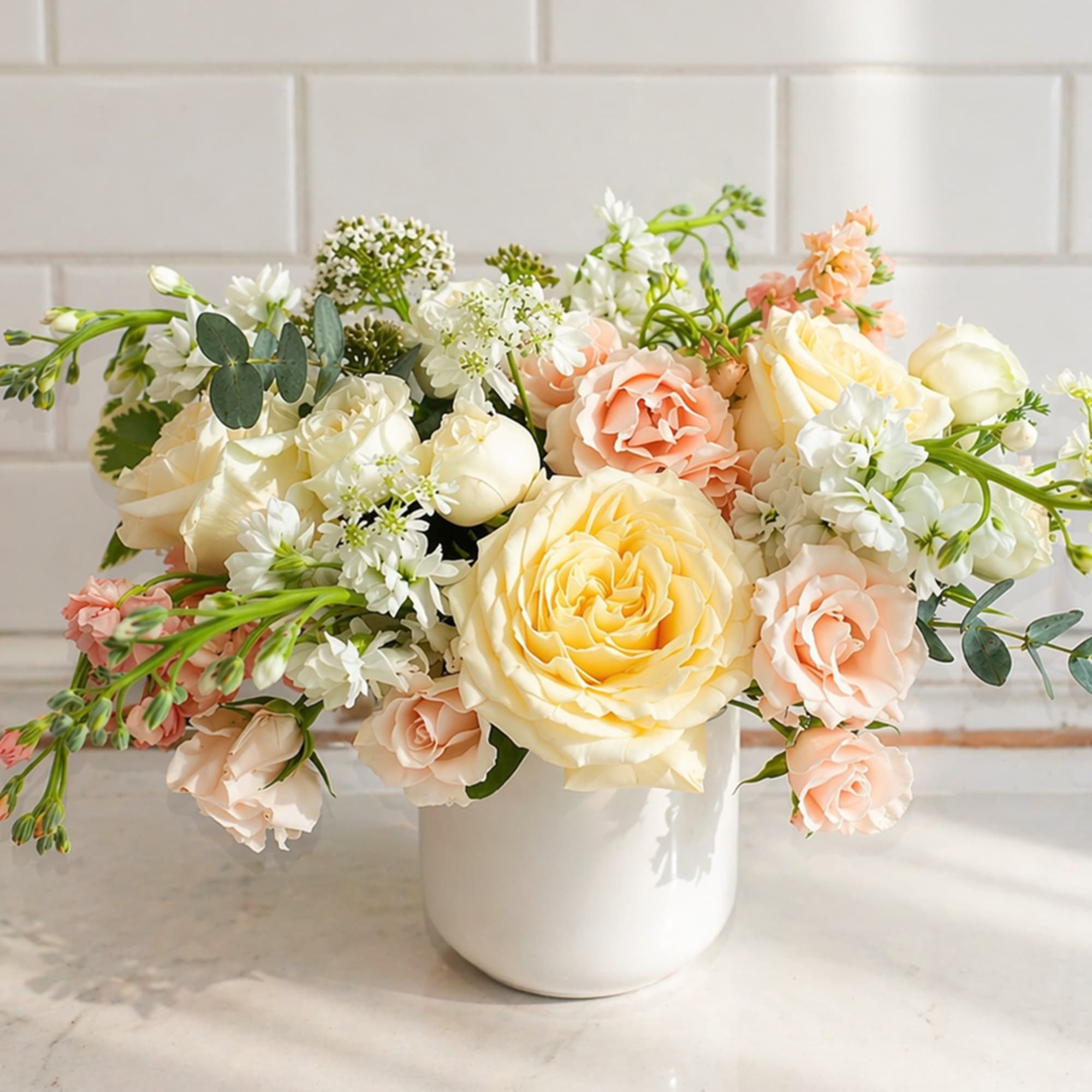 This soft pastel arrangement is perfect for thank-you's, birthdays, &lsquo;just because,&rsquo; or