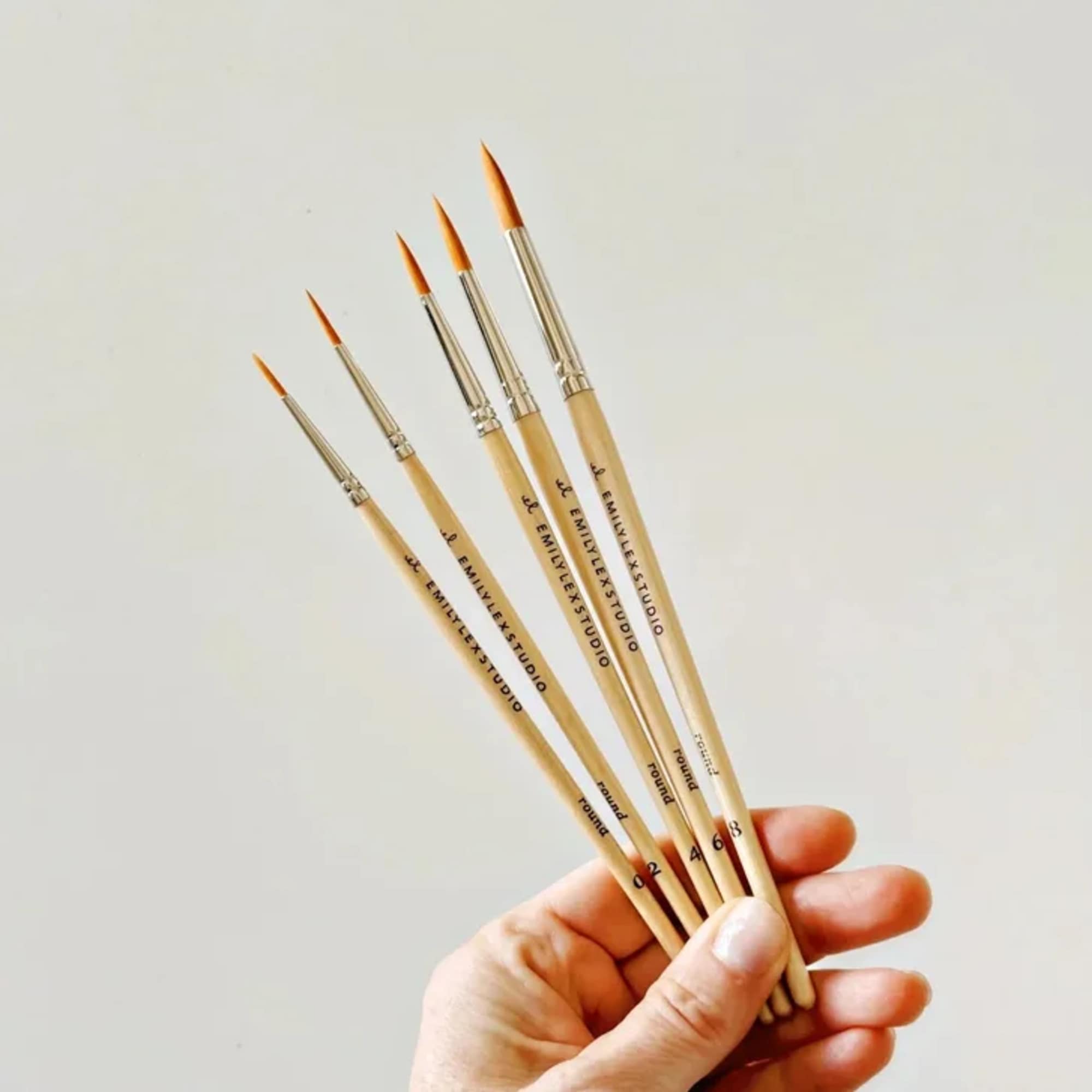 Watercolor flower kit with Emily Lex designs: five brushes and a paint