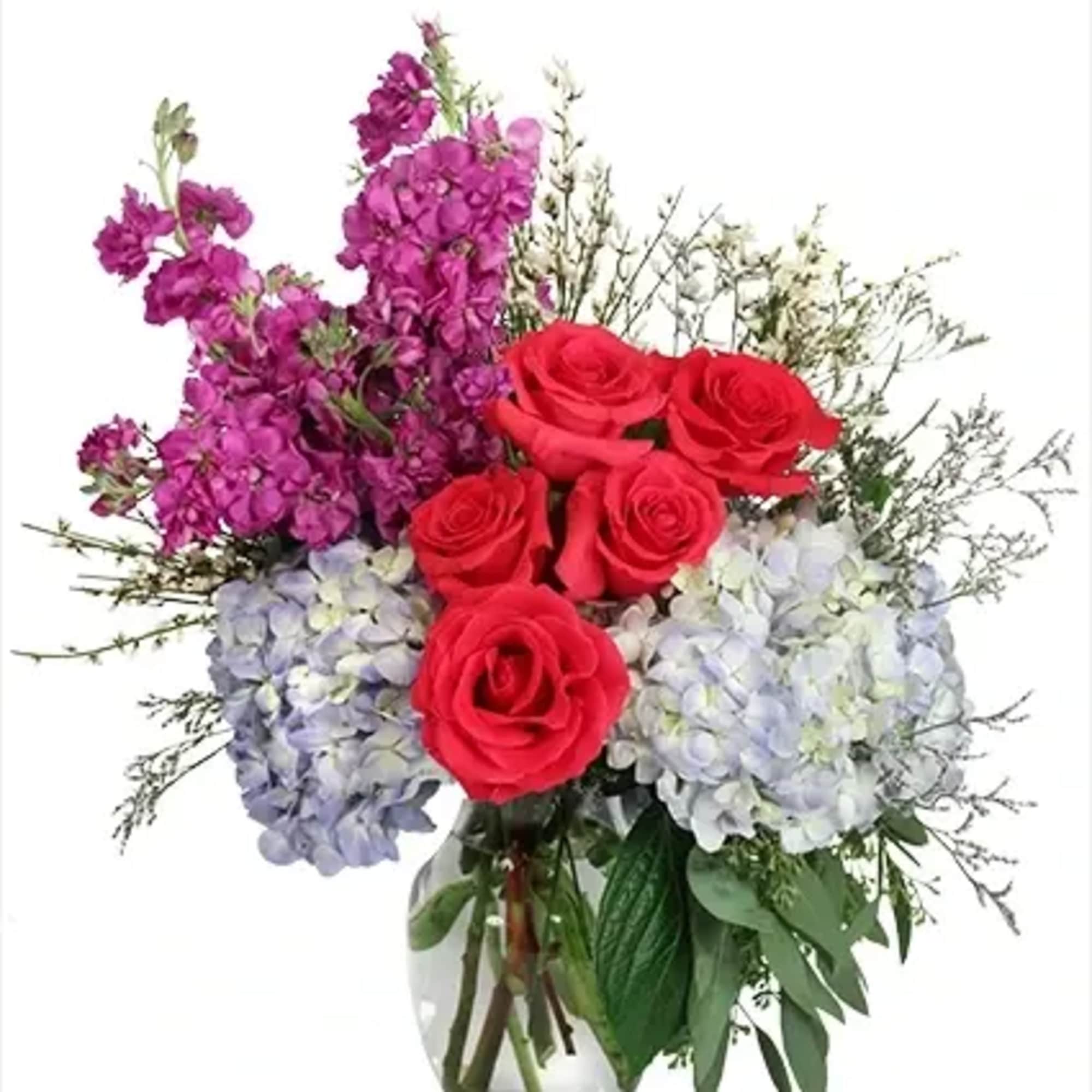 This marvelous bouquet will have them cheering! The hot pink roses and