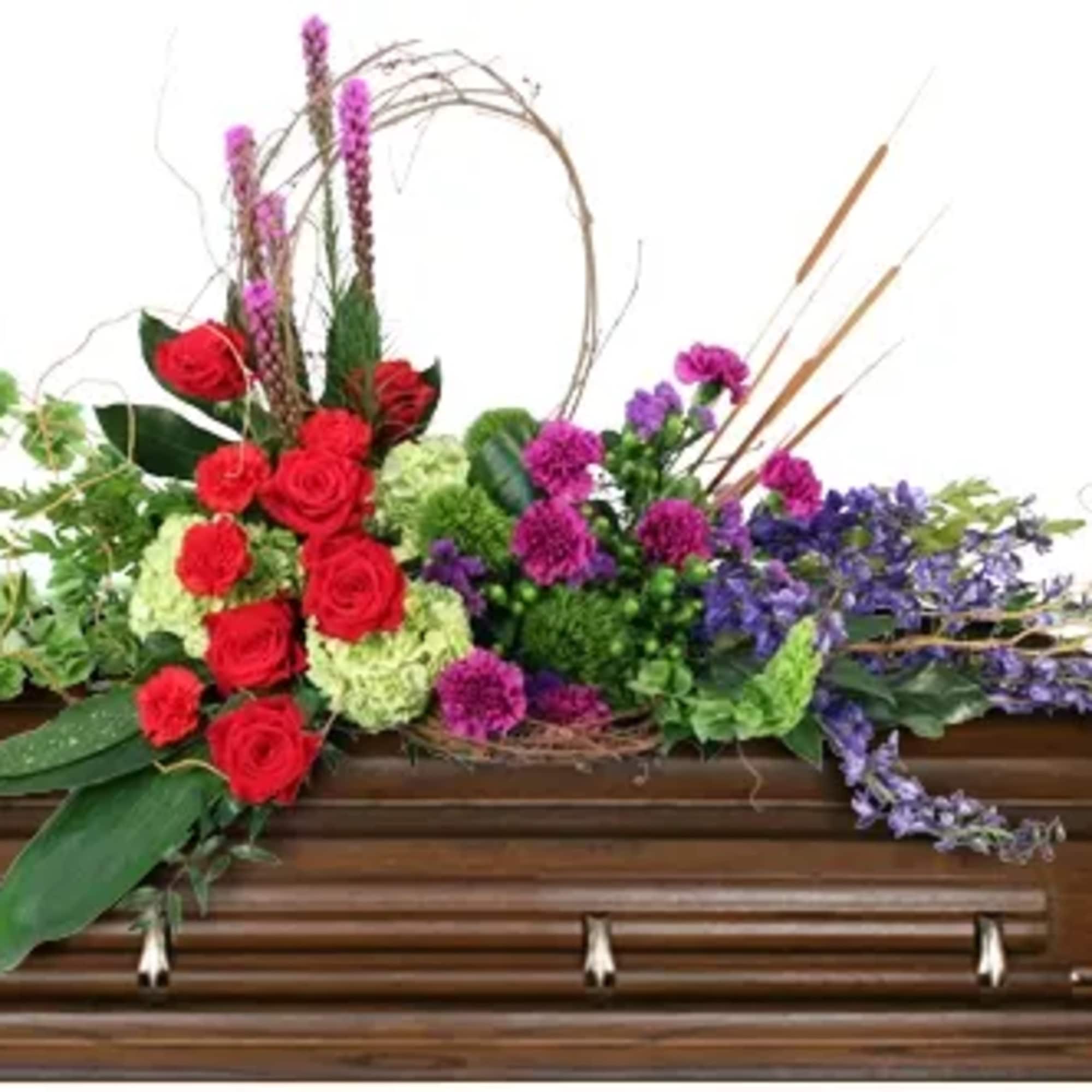 In a serene image of farewell, this arrangement offers peace to loved