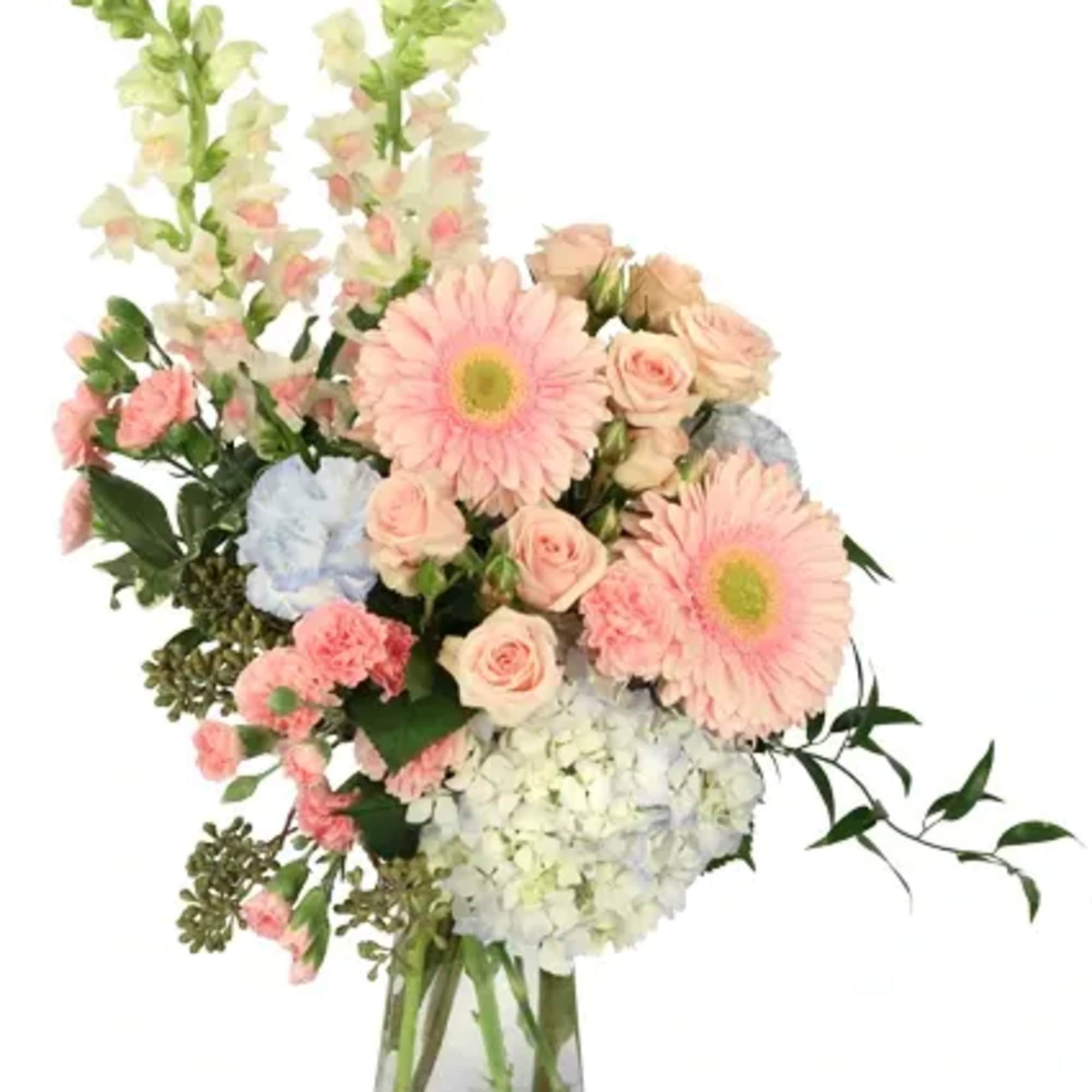 Turn heads with Blushing Horizon, a vibrant burst of blue and pink