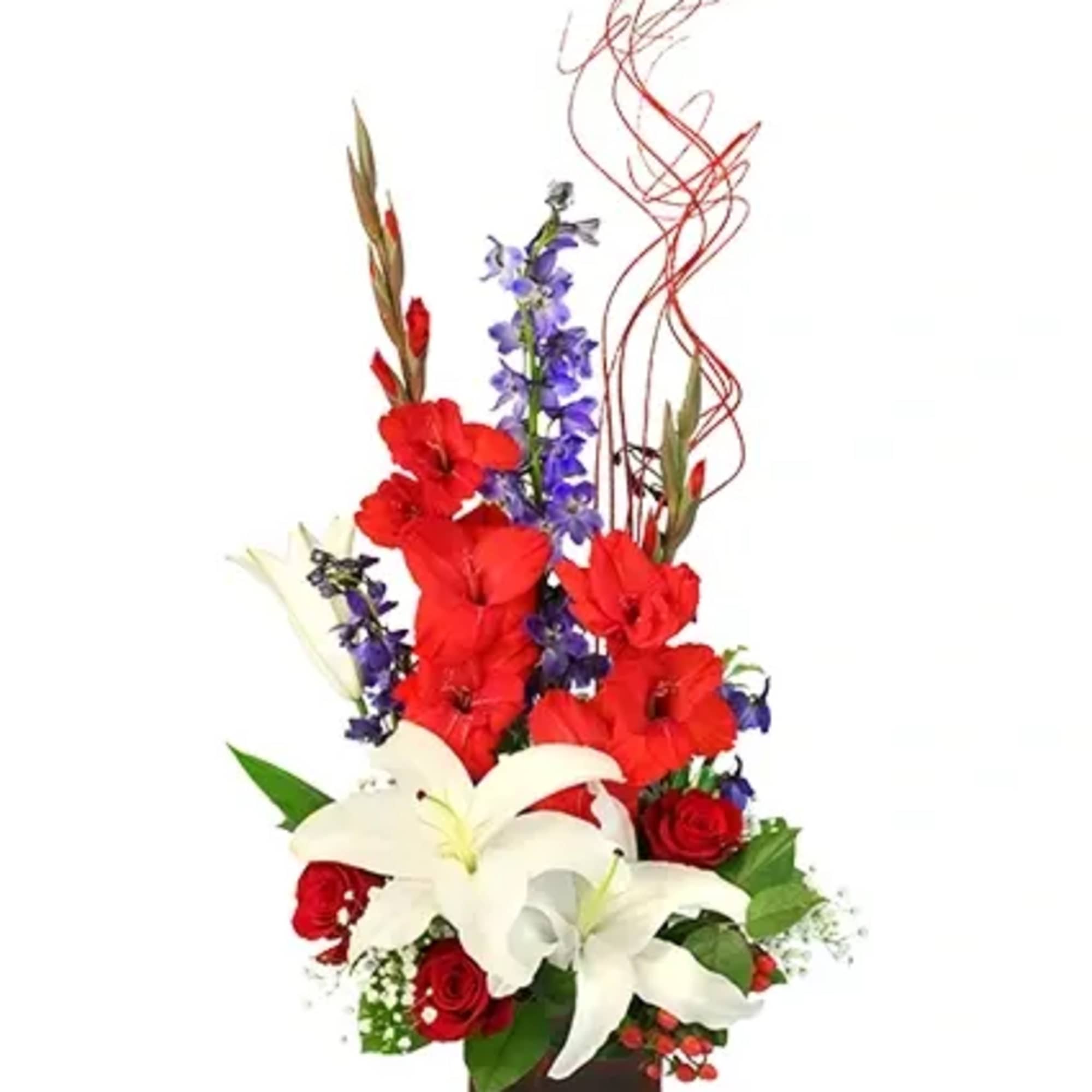 Celebrate summer time patriotism with an arrangement that stands tall with American