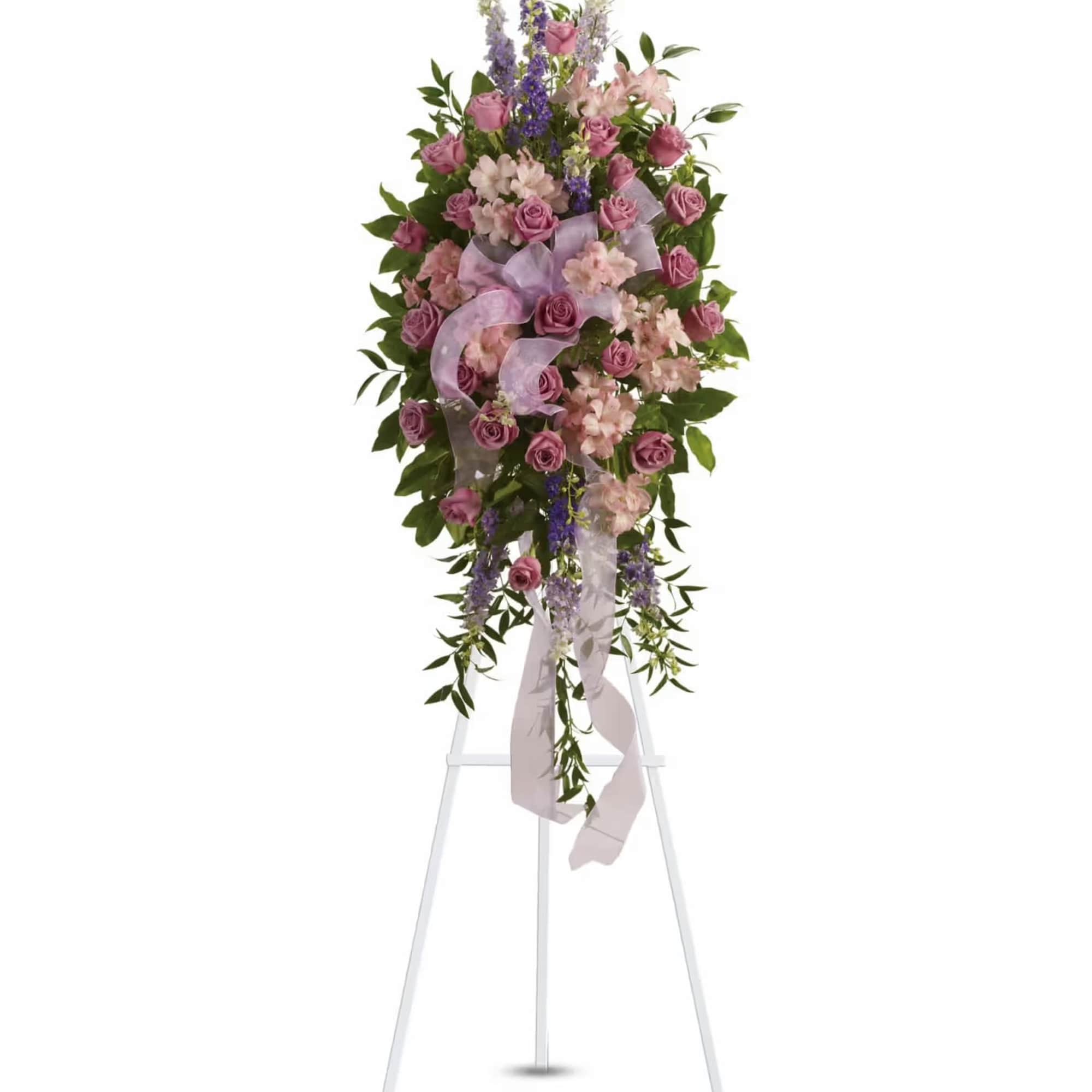 Utterly feminine, this spray is an extraordinarily beautiful way to bid farewell