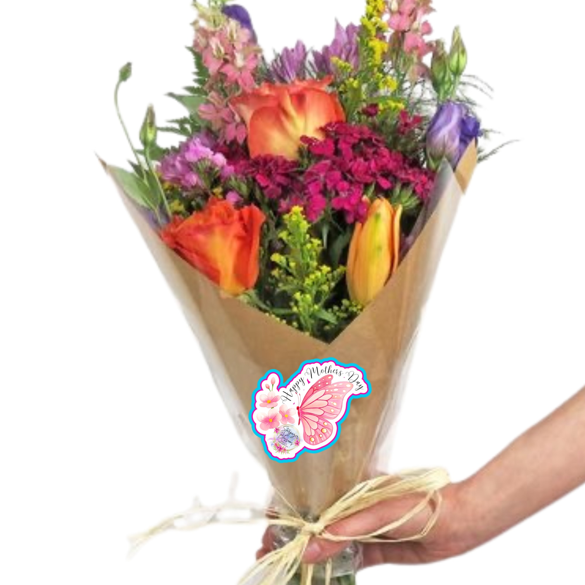 A burst of spring warmth in hand-tied form - this Mother's Day