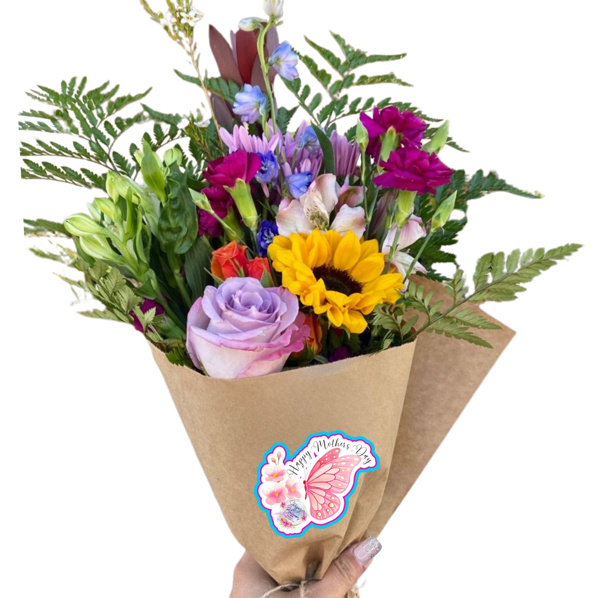 A burst of spring warmth in hand-tied form - this Mother's Day