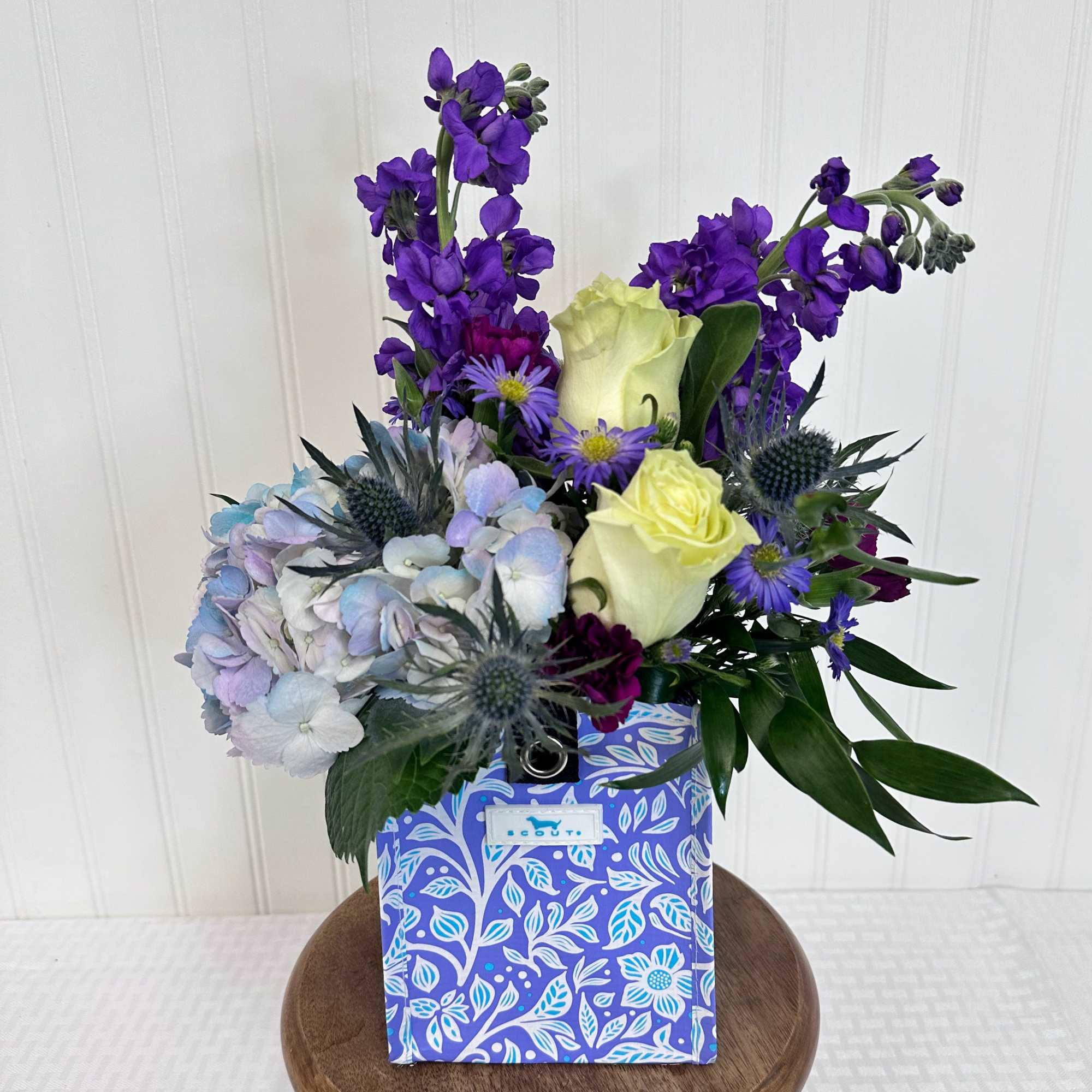 Mother's Day Arrangement created in a reusable, waterproof, Scout Bag. These Viral