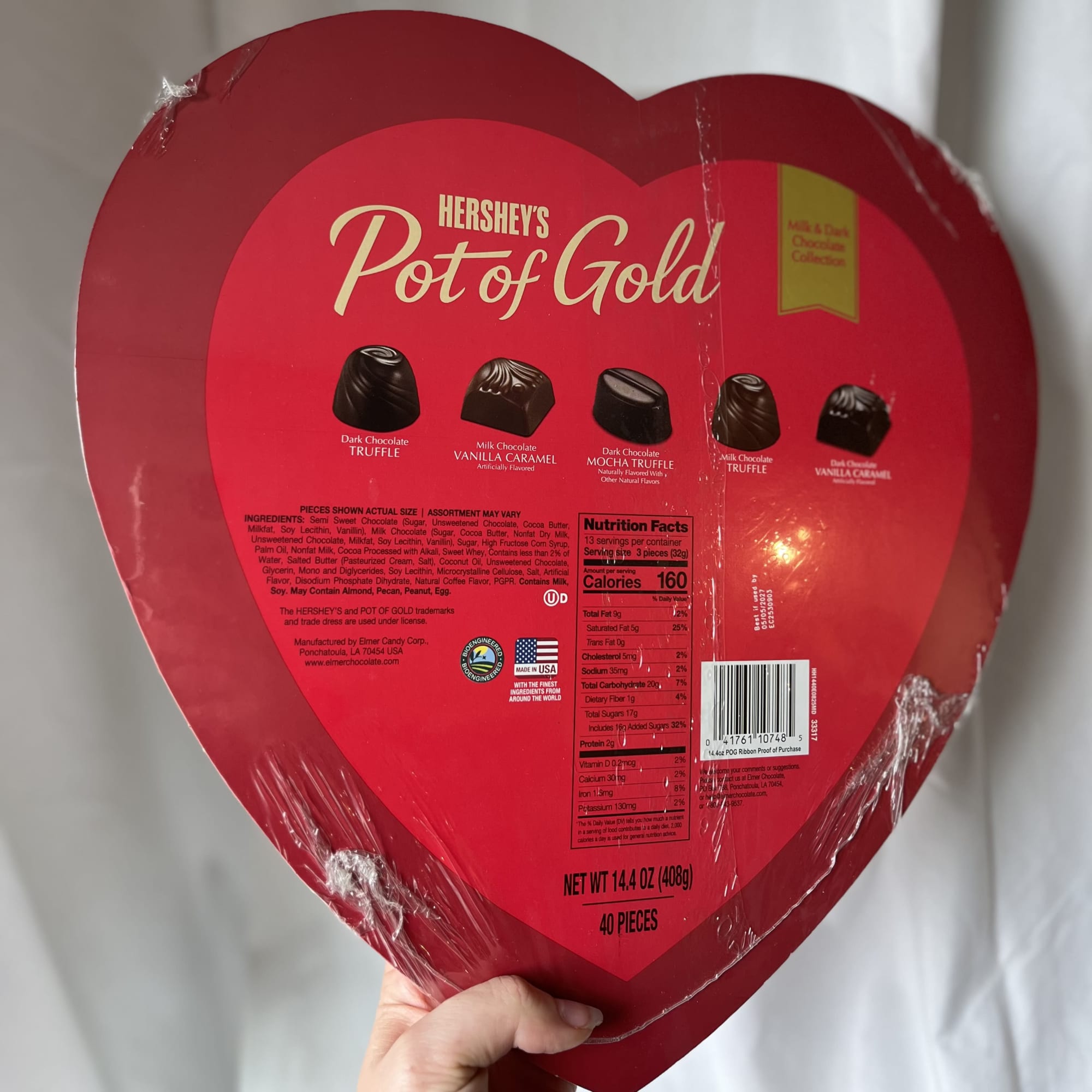 Heart-shaped box of Hershey's Pot of Gold chocolates