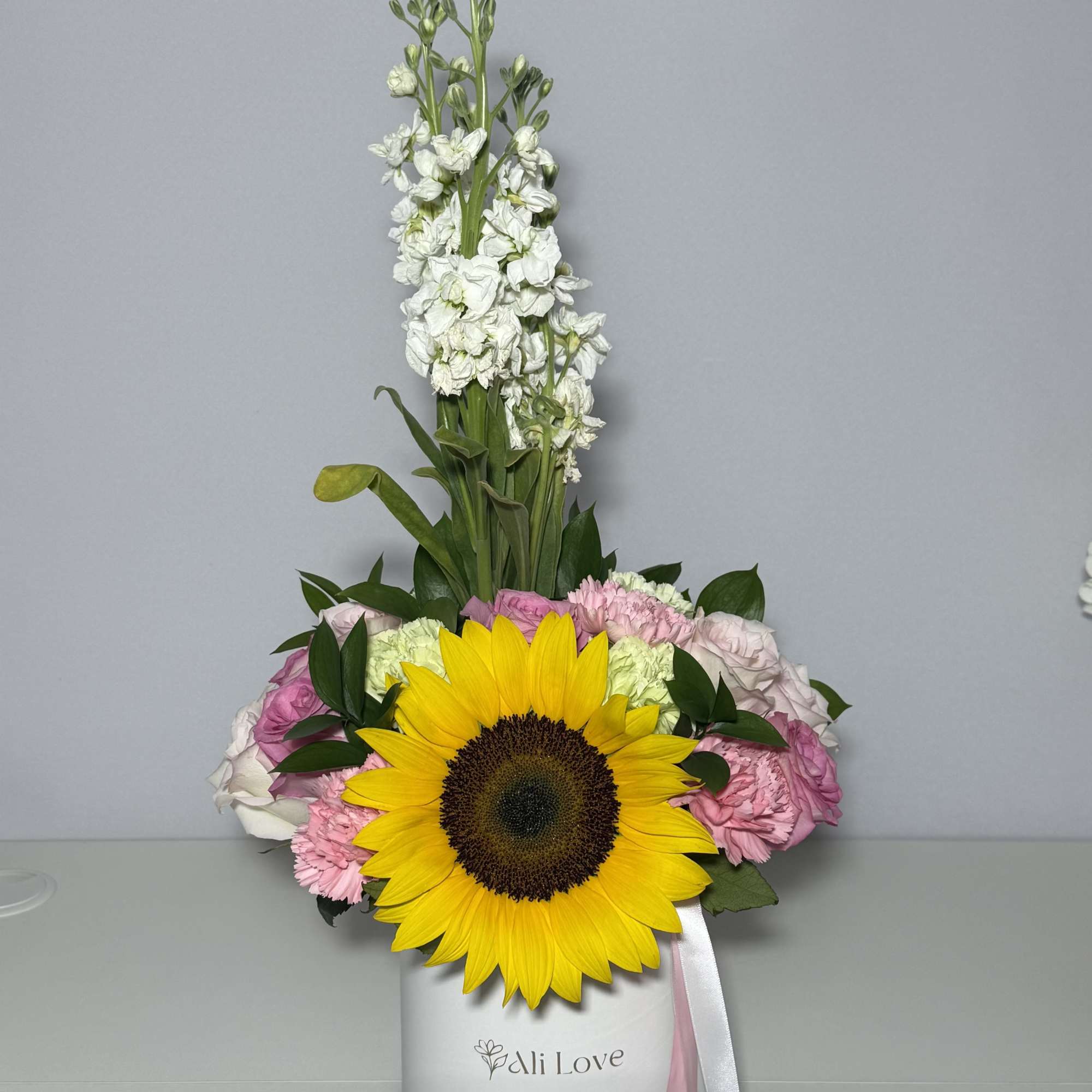 A Mother&rsquo;s Day arrangement made with so much love . Sunflowers, carnations