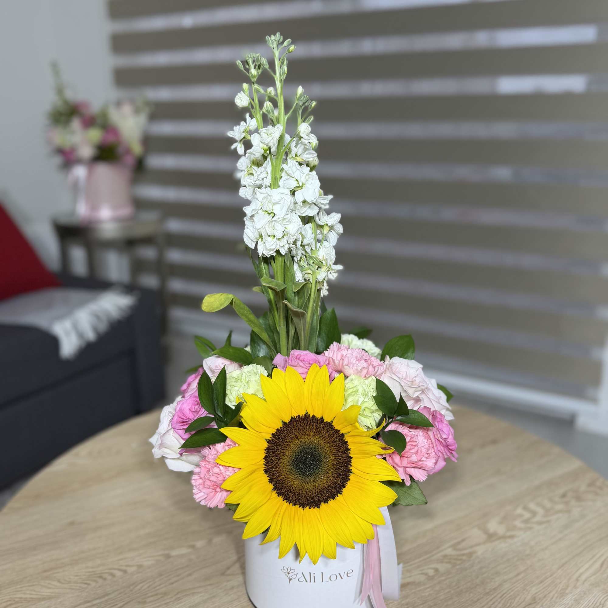 A Mother&rsquo;s Day arrangement made with so much love . Sunflowers, carnations