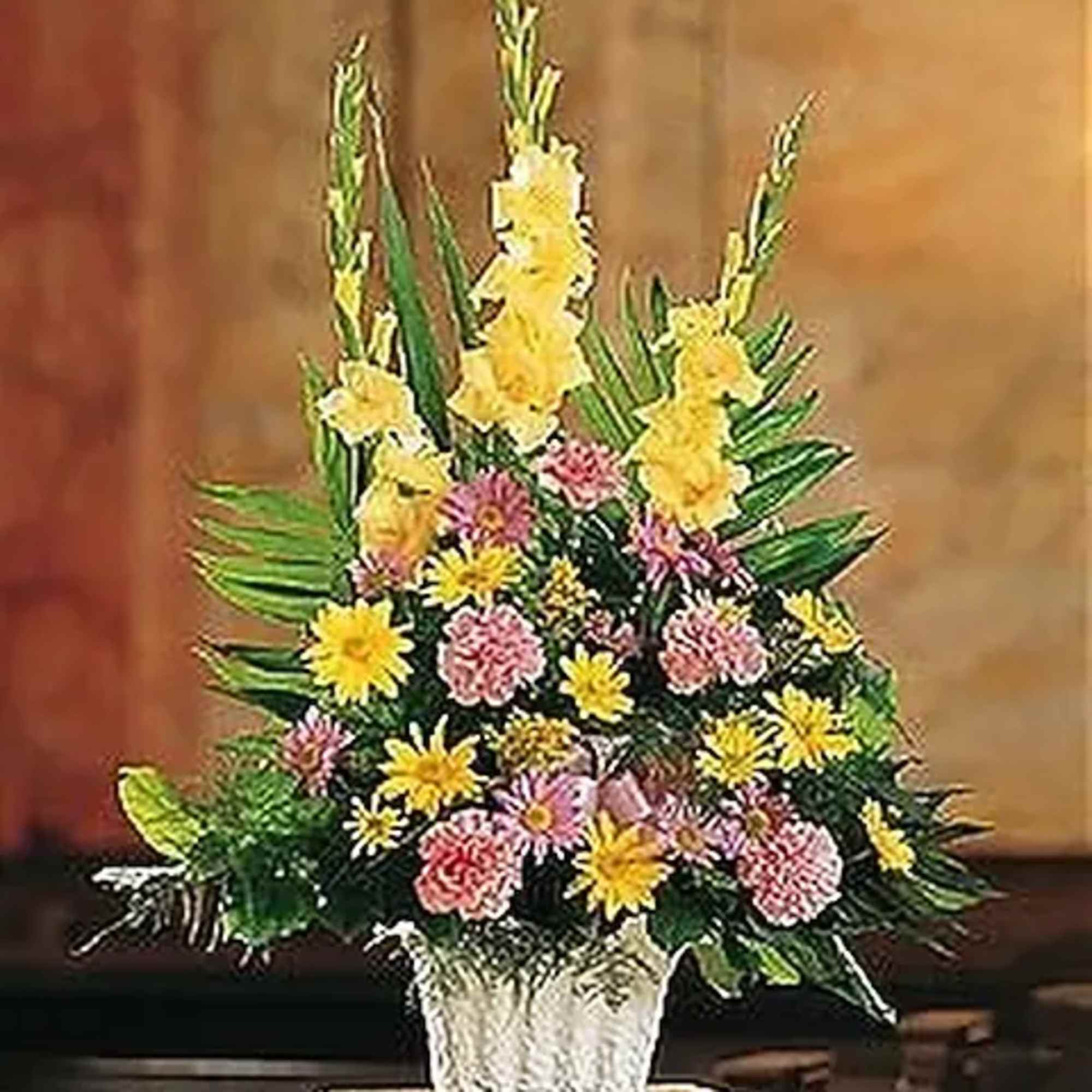 This pastel arrangement will express your sympathy and lovingly show your warm