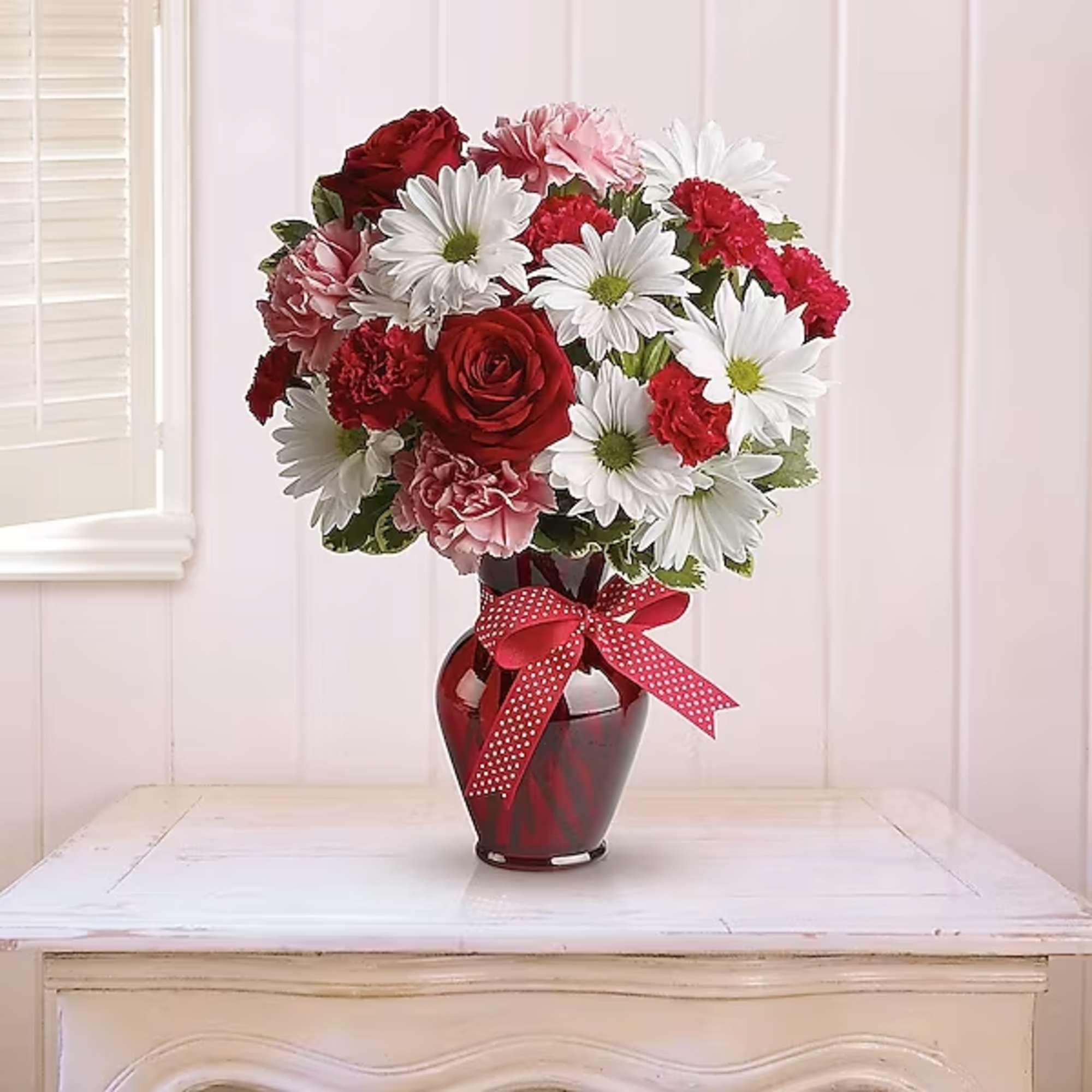 Delight your love with this beautiful bouquet of bright white chrysanthemums, precious