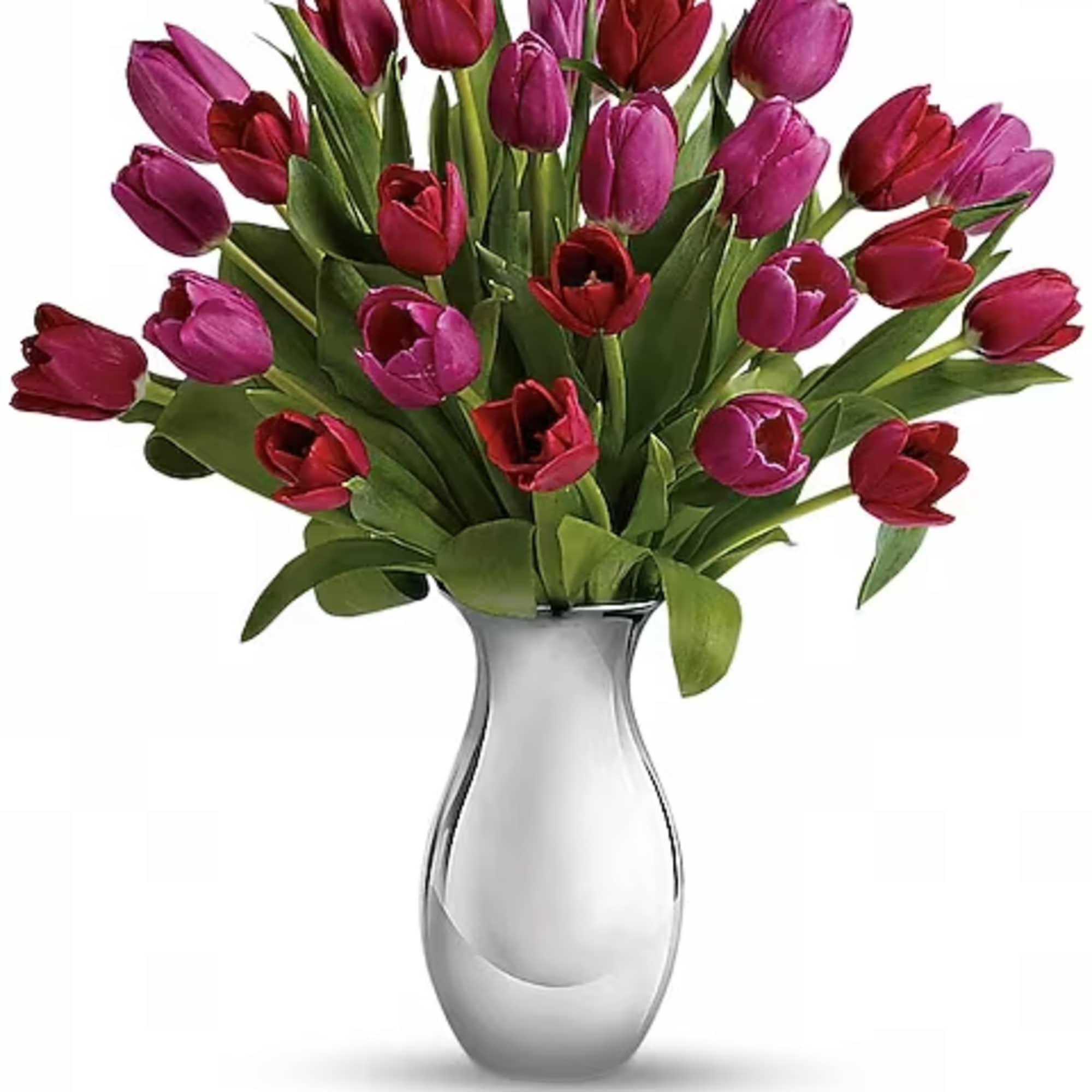 Surrender to the elegant, natural beauty of tulips. Over a dozen red