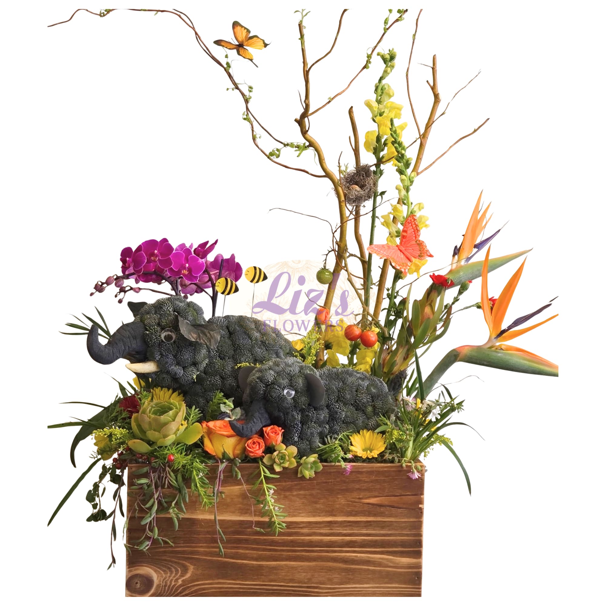 A breathtaking masterpiece of botanical artistry, this one-of-a-kind installation features a hand-sculpted