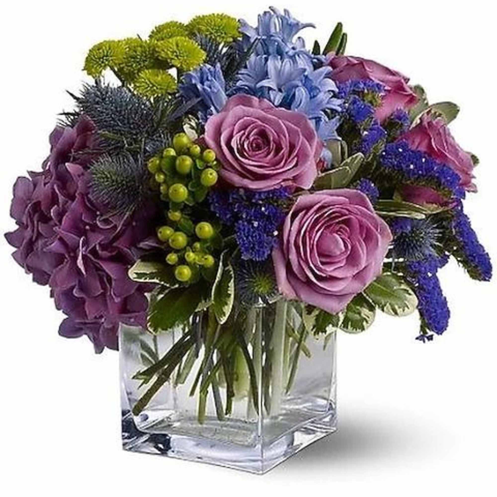 Celebrate the best of times with this glorious bouquet of misty blue