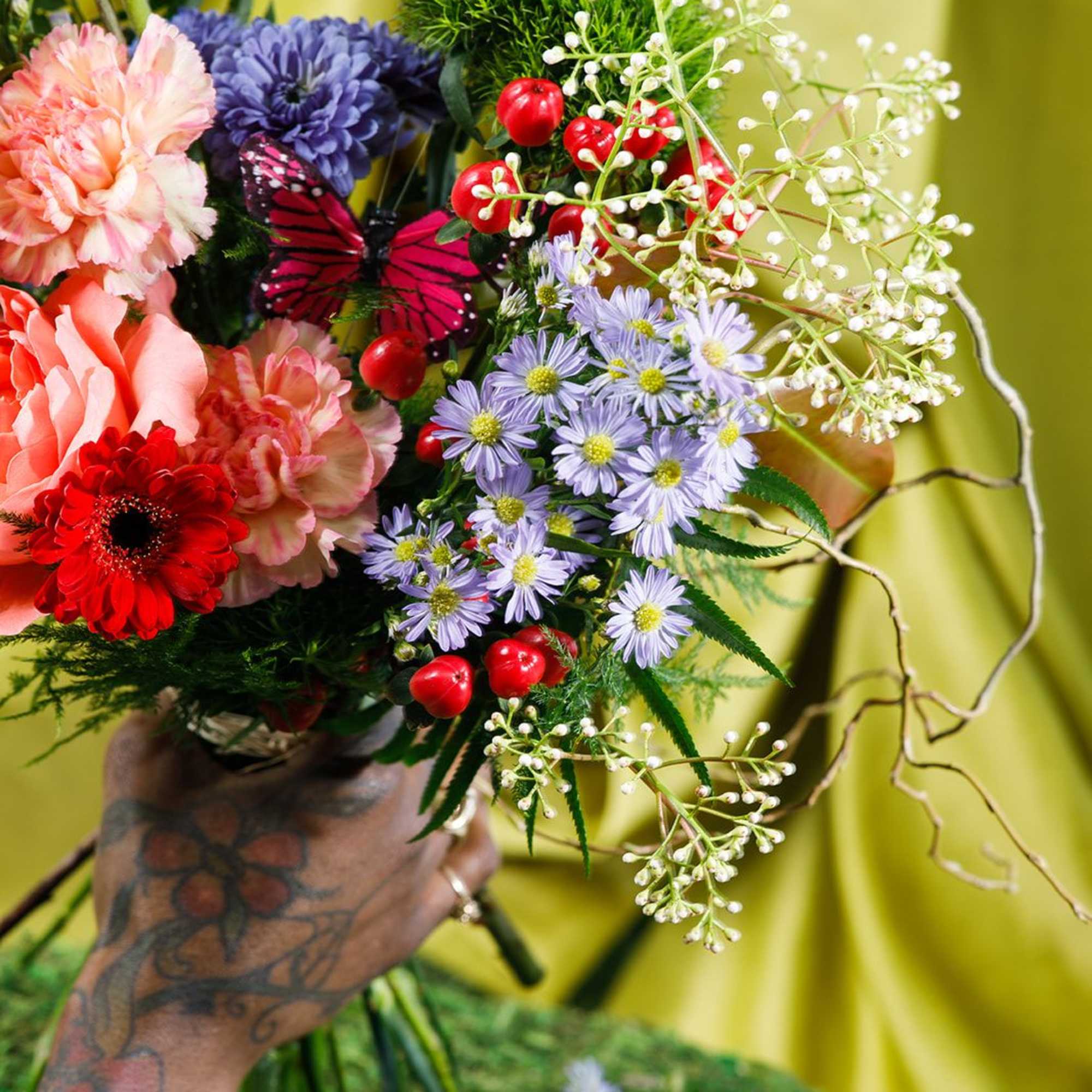 Bursting with cheerful color and a playful butterfly accent, Ms. Honeybee special