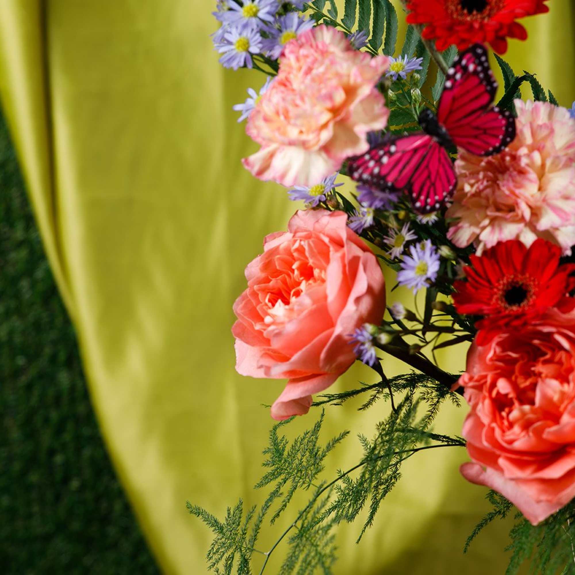 Bursting with cheerful color and a playful butterfly accent, Ms. Honeybee special