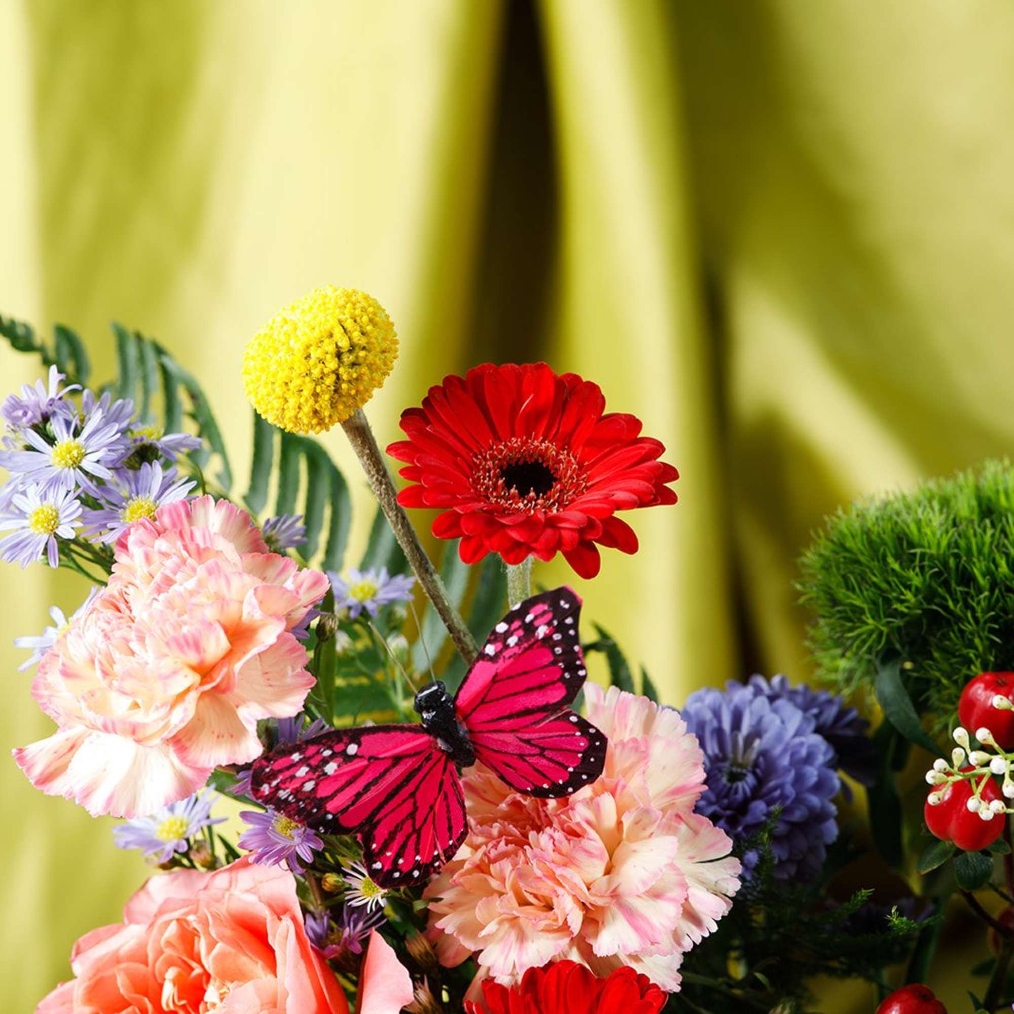 Bursting with cheerful color and a playful butterfly accent, Ms. Honeybee special