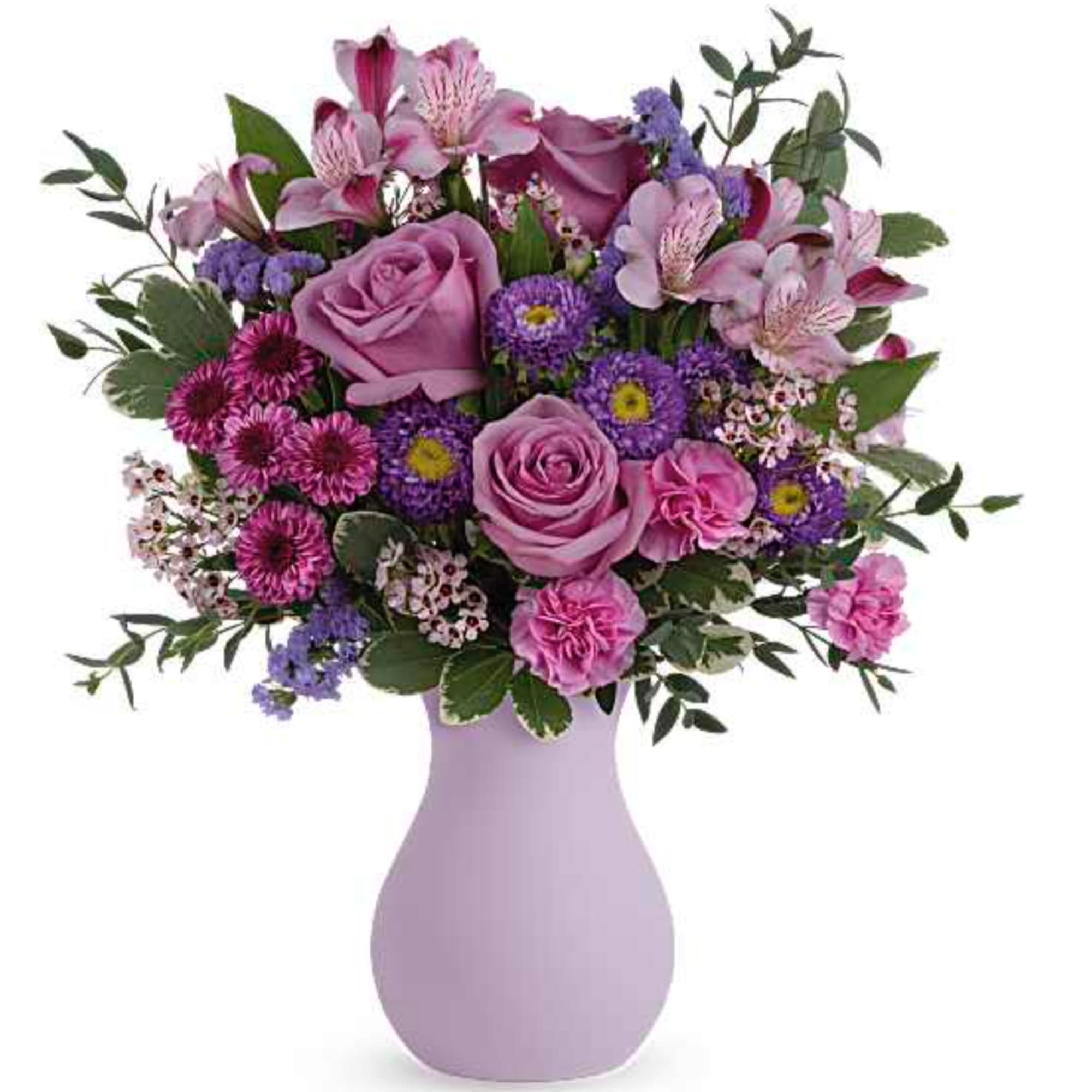 Pretty as a picture, this perfect purple bouquet spoils your someone special