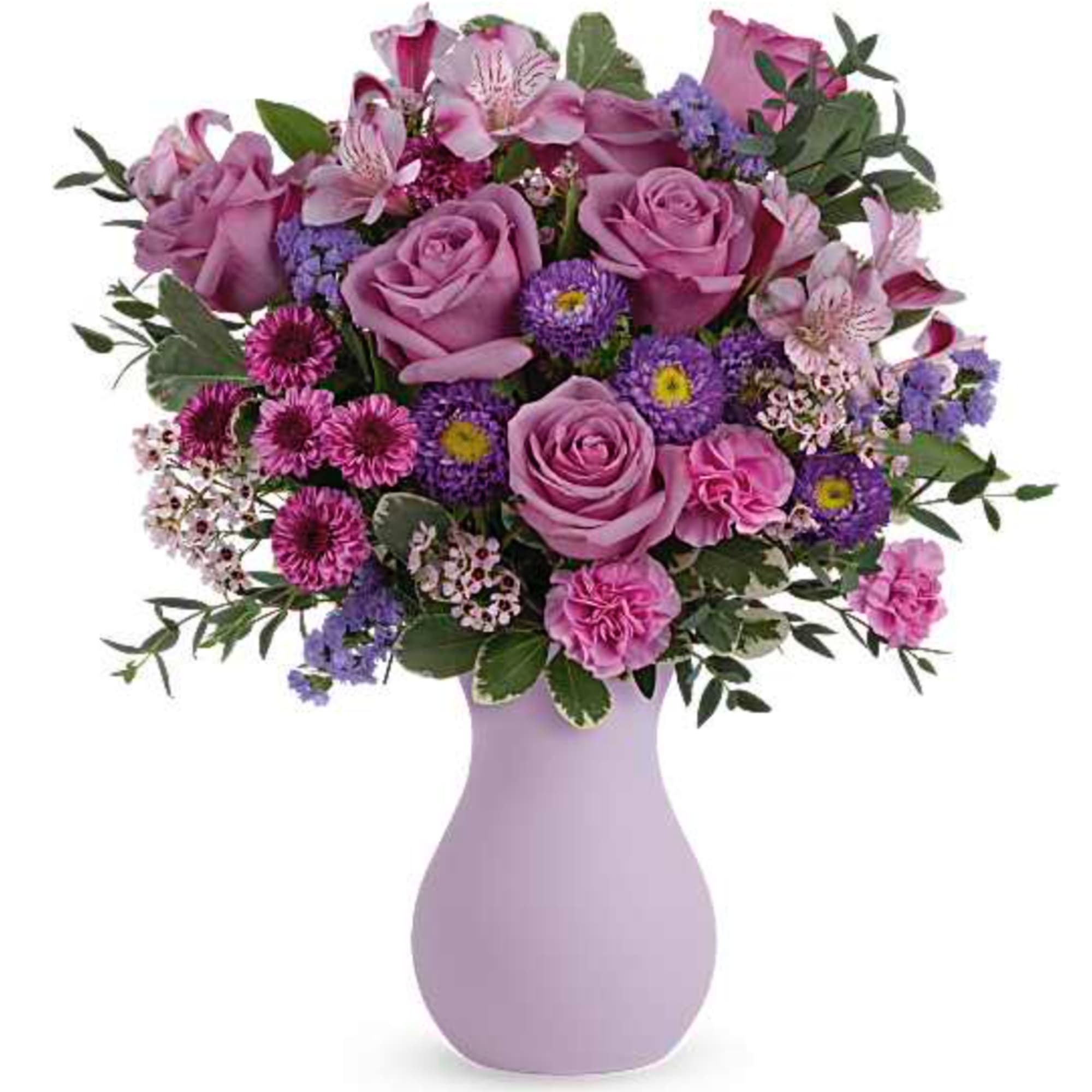 Pretty as a picture, this perfect purple bouquet spoils your someone special