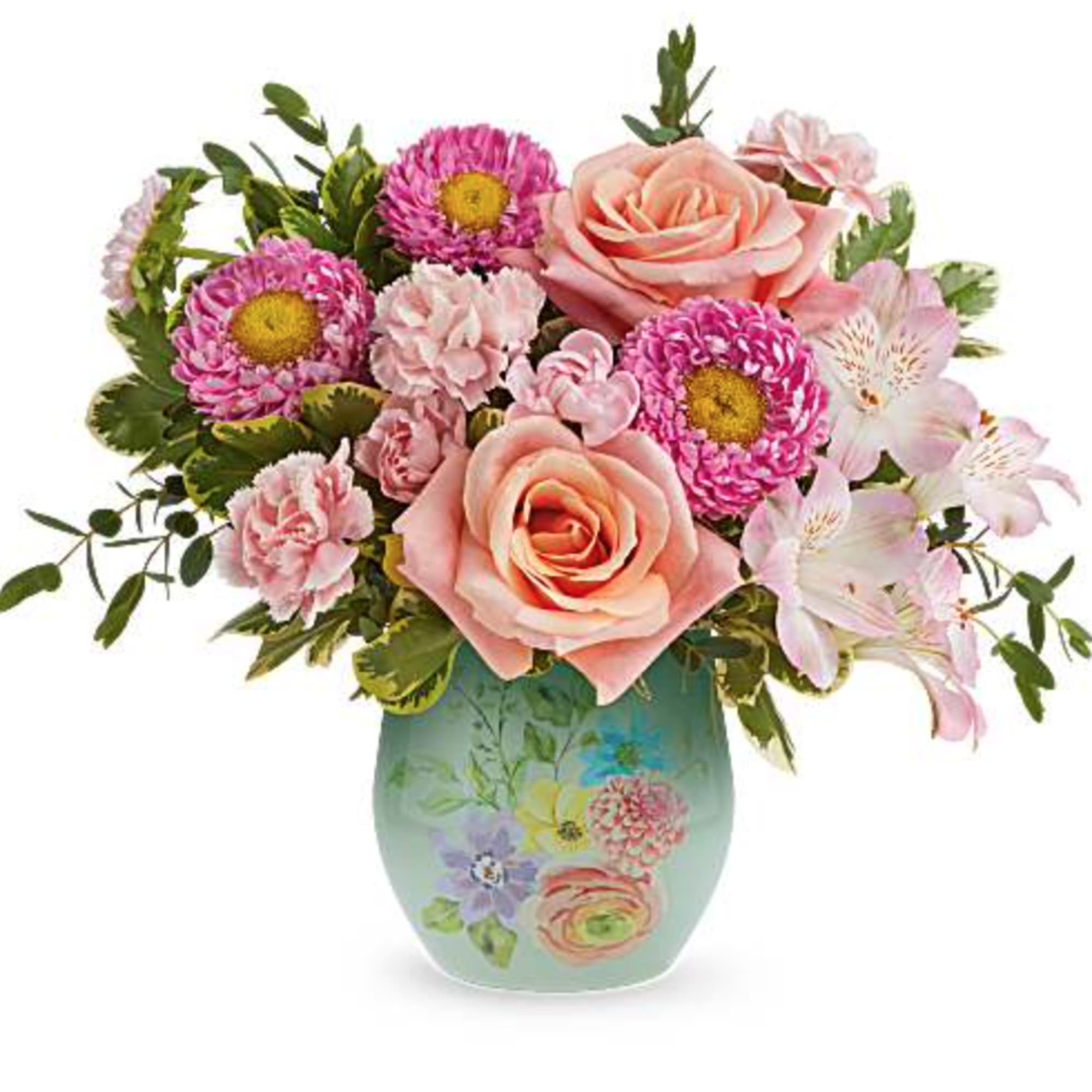 Watercolor Garden Bouquet is a cheerful Mother's Day flower arrangement of peach