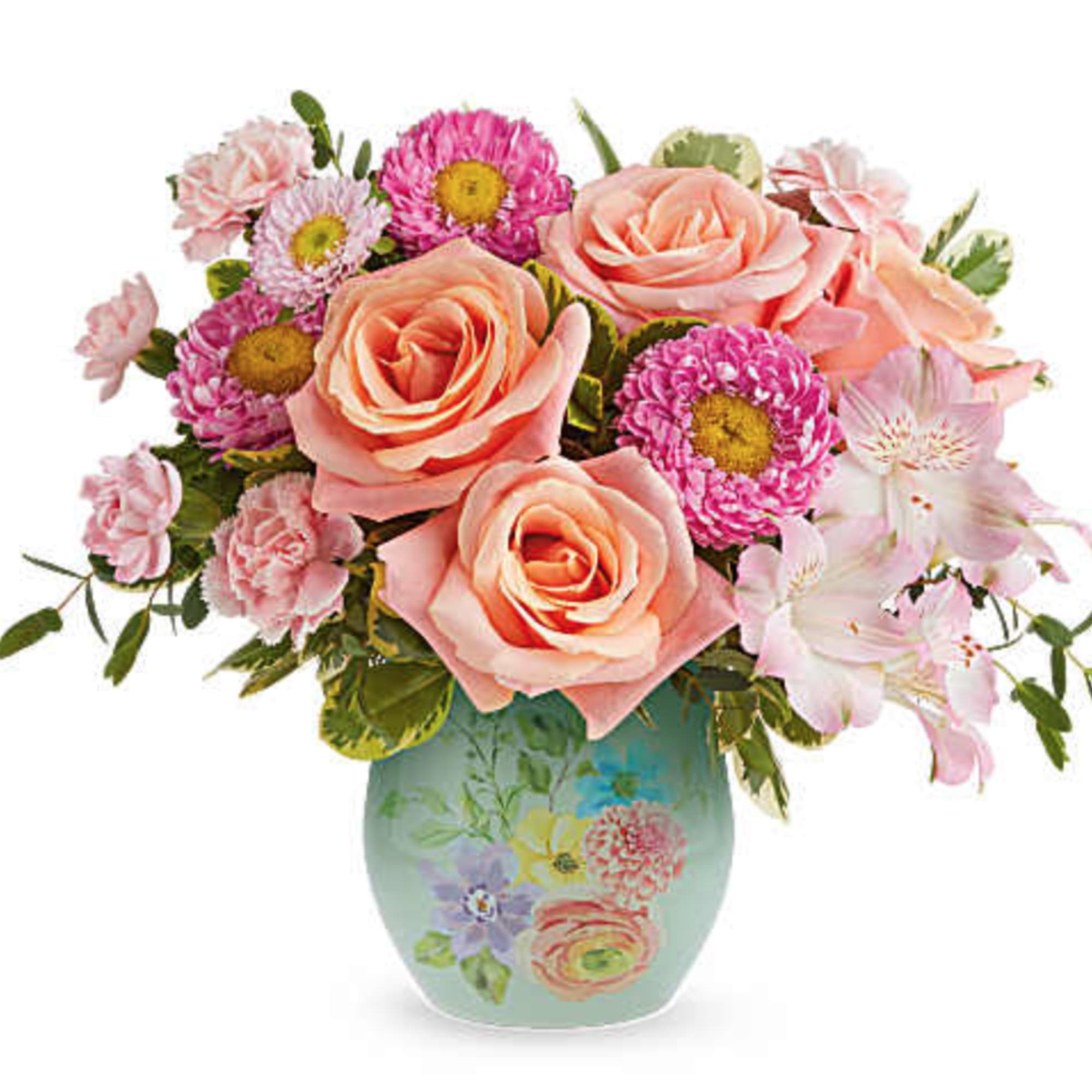 Watercolor Garden Bouquet is a cheerful Mother's Day flower arrangement of peach