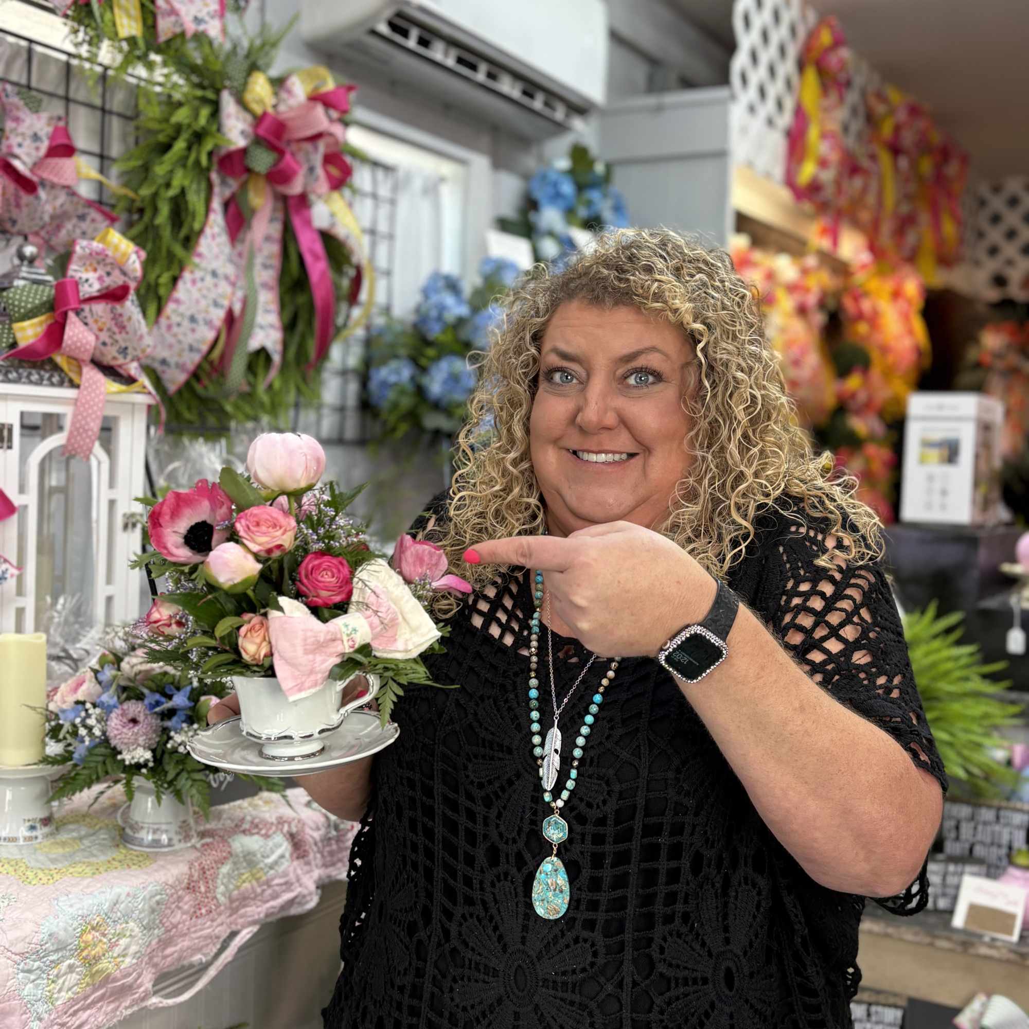 Our Vintage Teacup Arrangements are truly one-of-a-kind treasures 
Each piece is designed