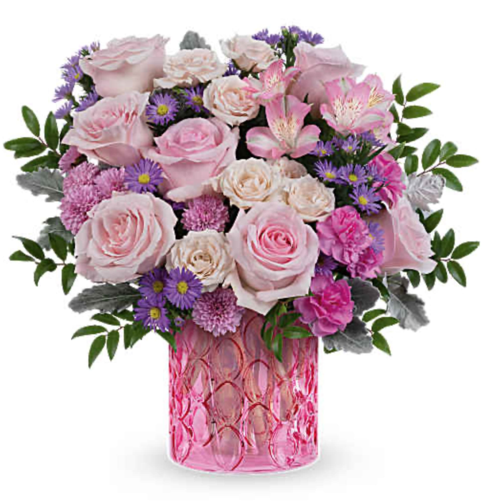 Celebrate Mom with our Nouveau Haute Pink Bouquet, a graceful mix of