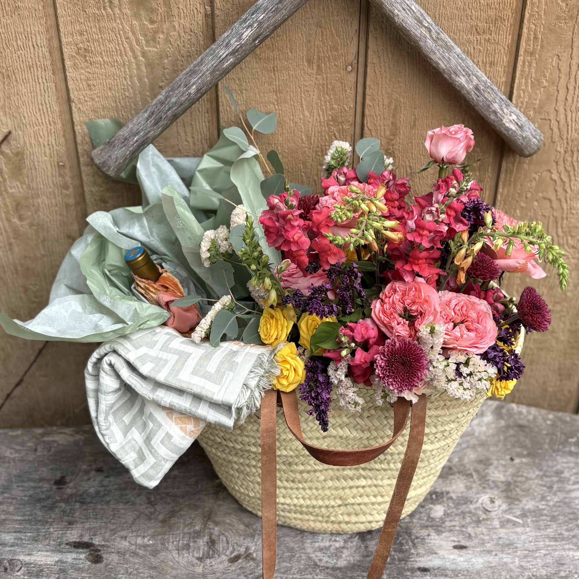The Bloom &amp; Linen Market Basket is a thoughtfully curated gift designed
