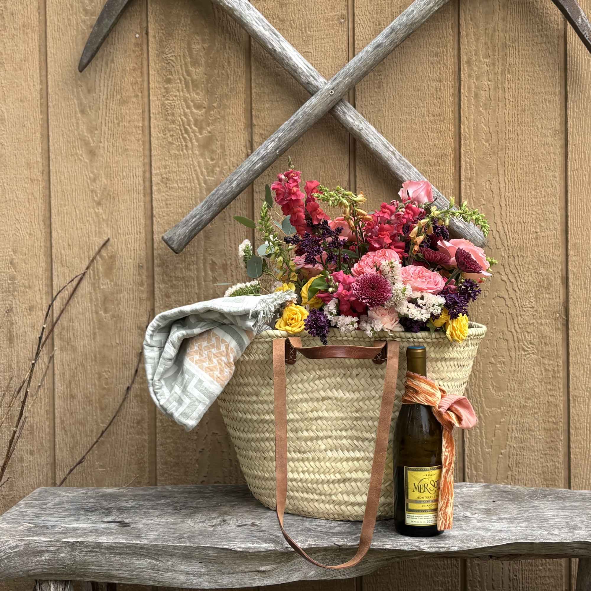 The Bloom &amp; Linen Market Basket is a thoughtfully curated gift designed
