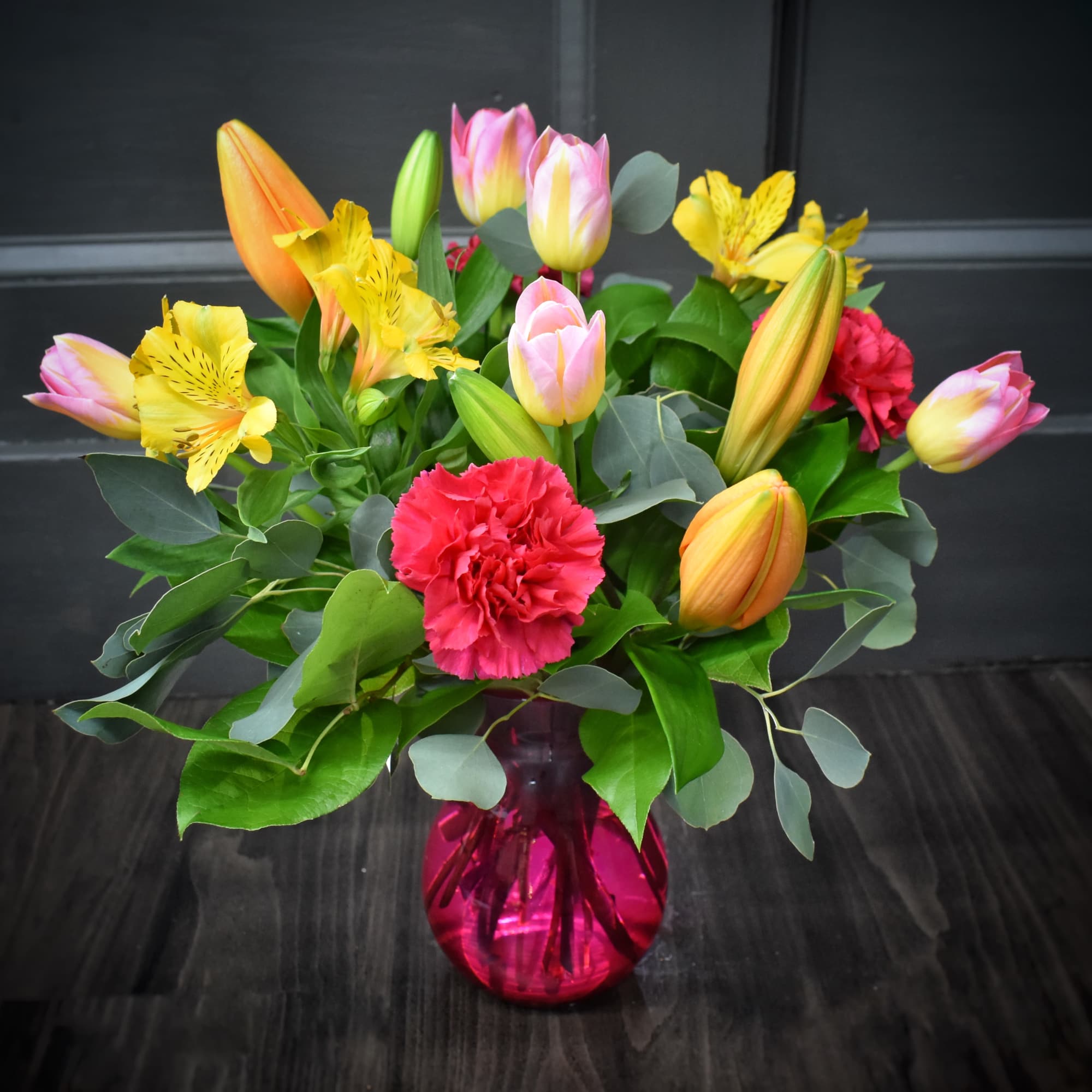 Sunny Disposition is a cheerful mixed flower arrangement perfect as a birthday