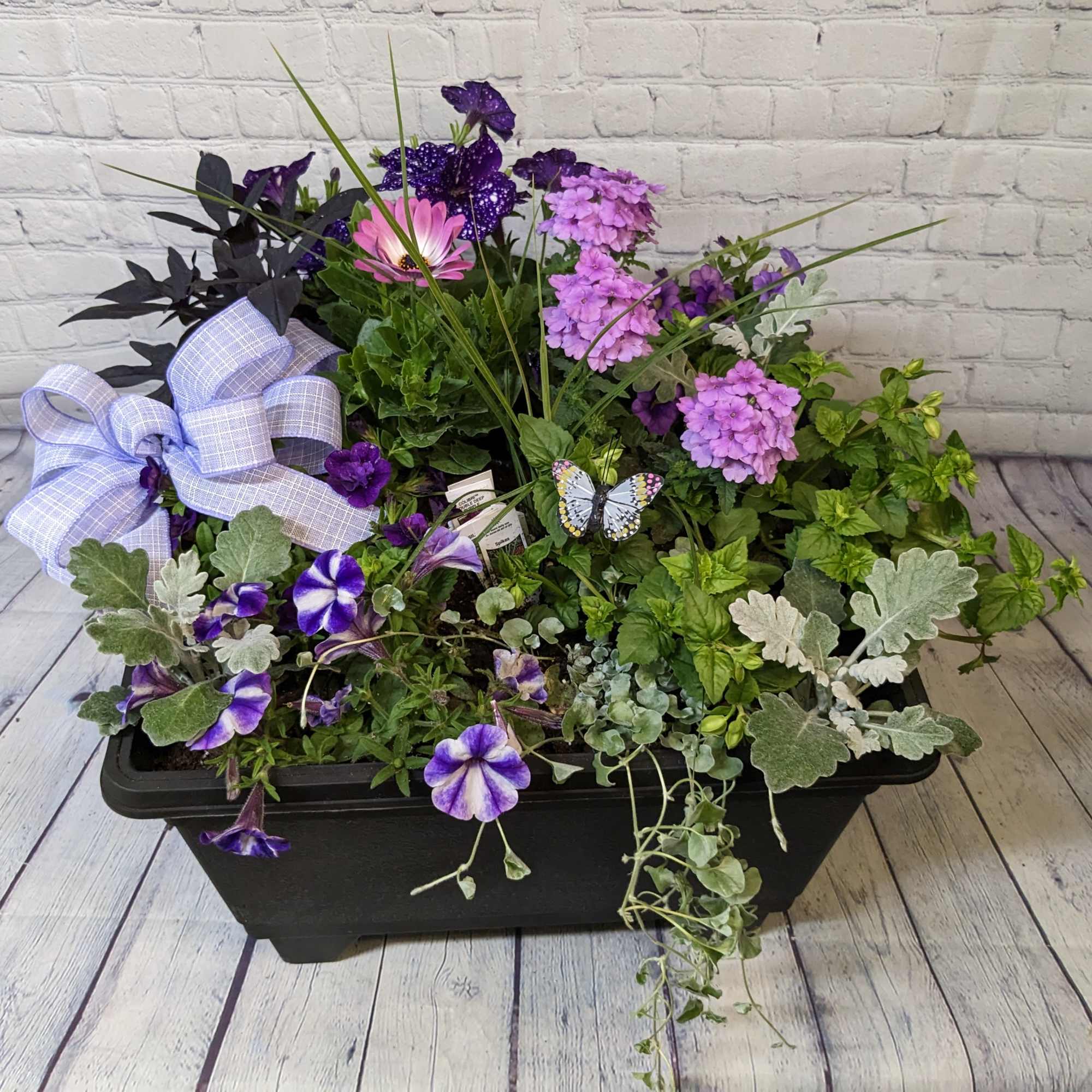 This grand mixed annual planter will bring joy and color all through