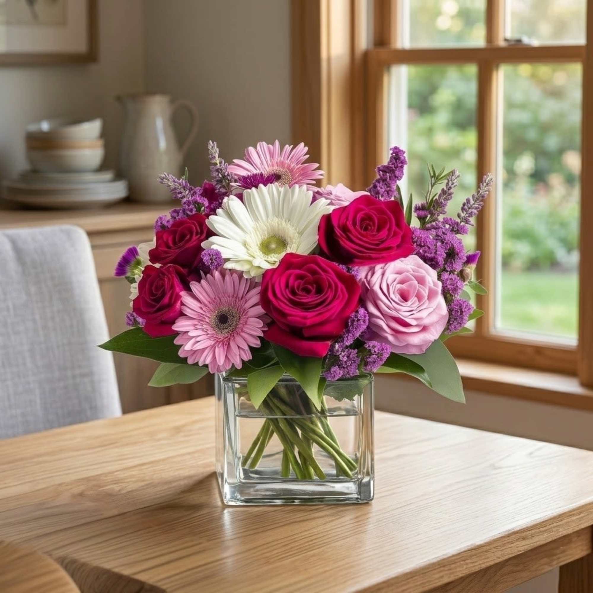 A romantic medley of flowers, shades of pink and white harmonize with