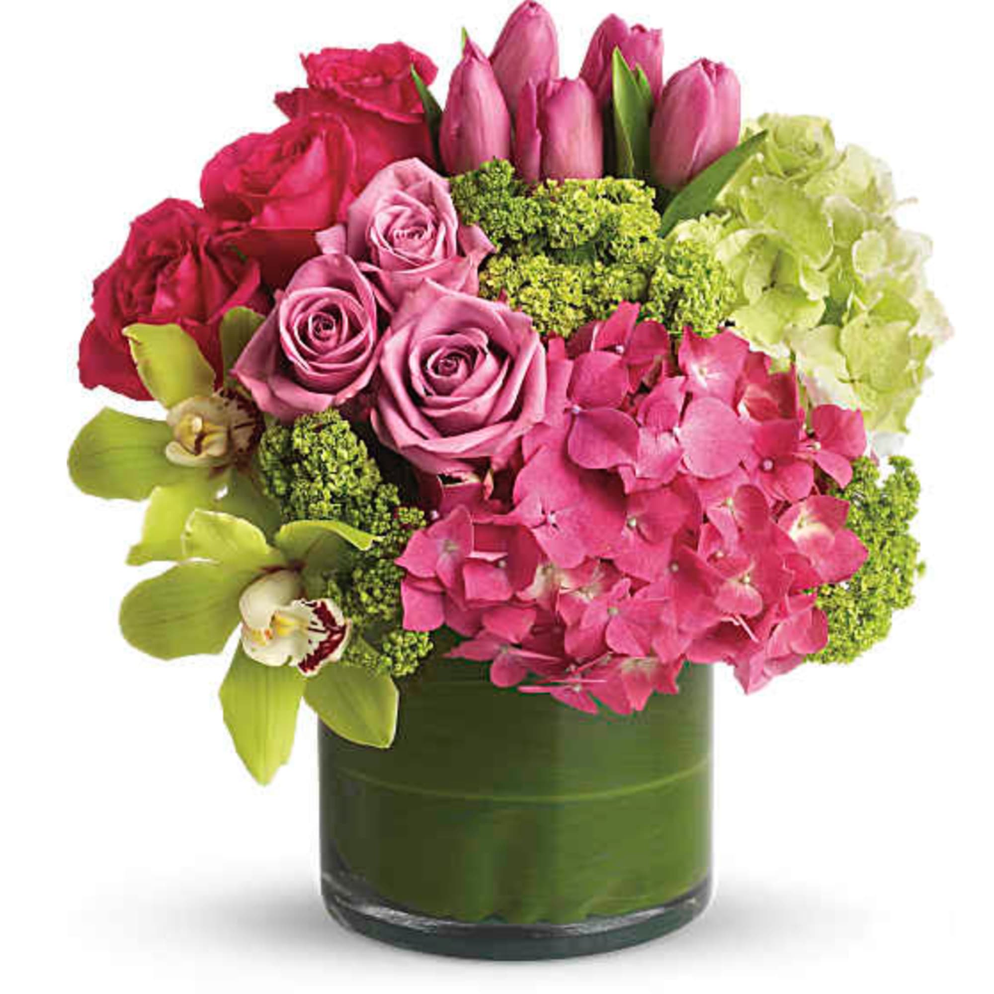 Like a girl's getaway to the tropics! Feminine flowers in tropical pastels