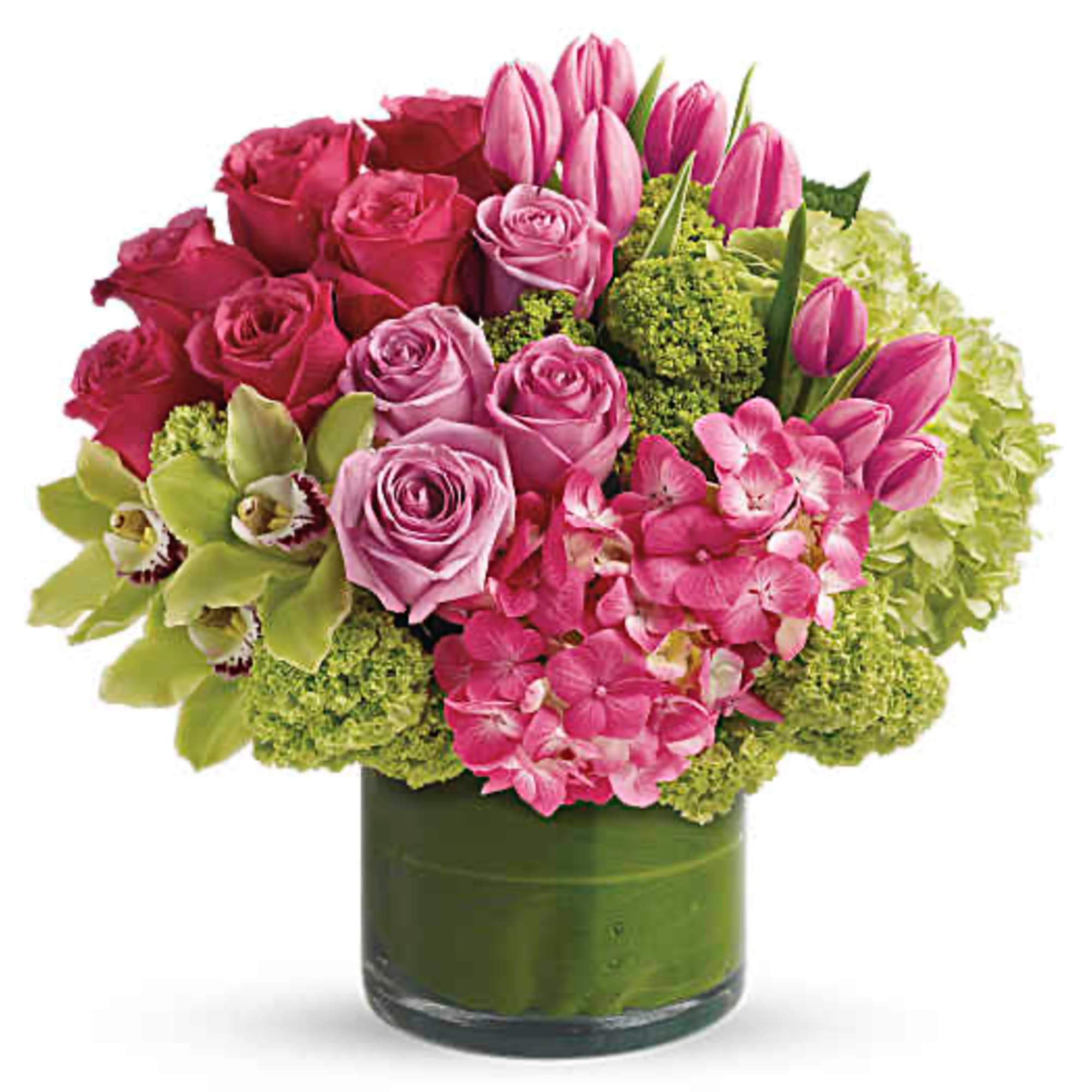 Like a girl's getaway to the tropics! Feminine flowers in tropical pastels