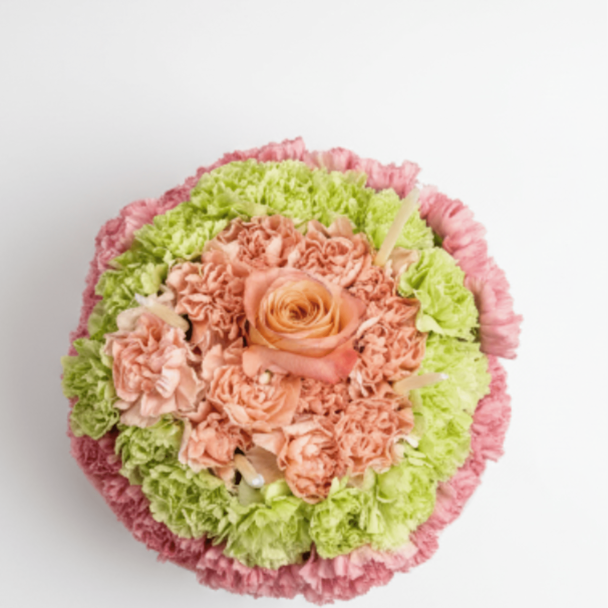 This custom floral cake is make with long lasting fluffy carnations. Can