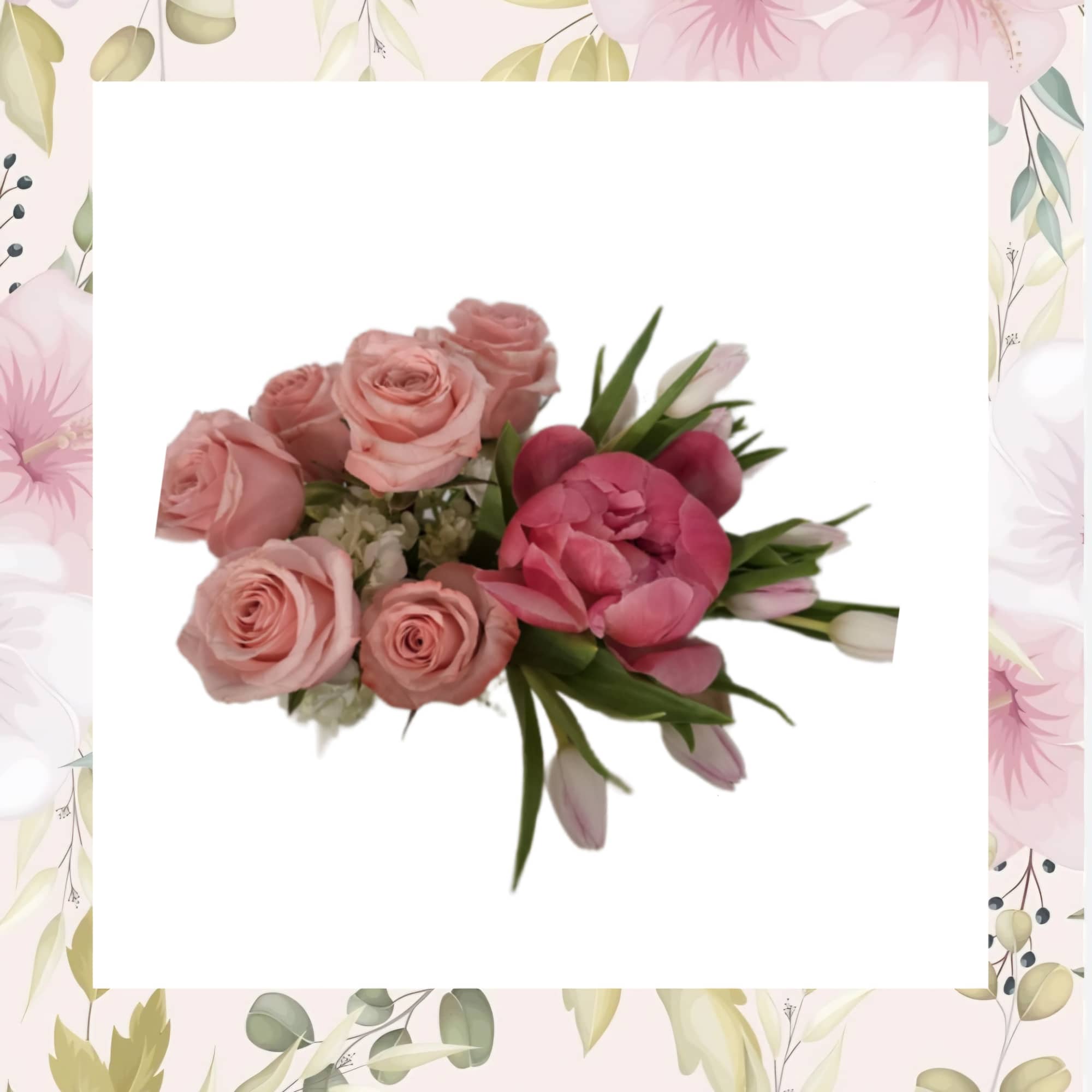 Every book lover's dream arrangement! Beautiful roses, Tulips, hydrangea and peonies in