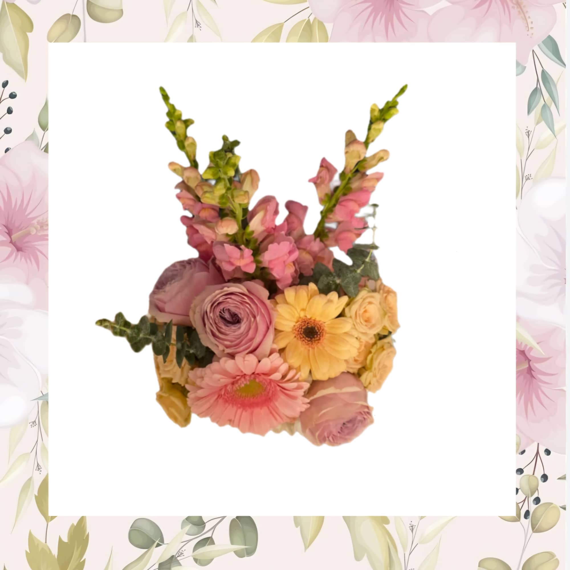 Sweet Susan typically consists of roses, tulips or cala lilies, hydrangea, ranunculus