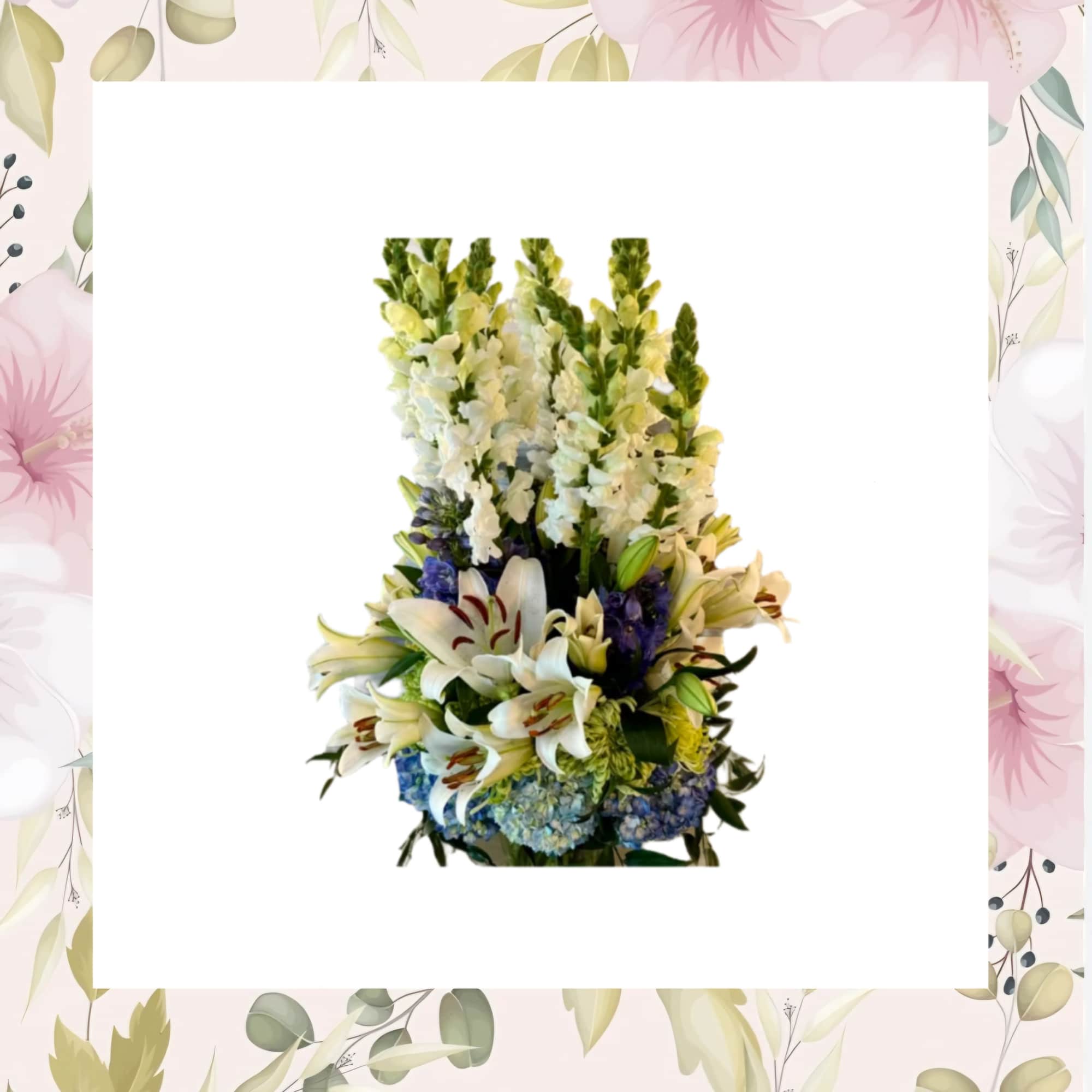 Leslie's Lovely Lilies is an impressive, sweet-smelling arrangement of lilies, hydrangea, snapdragon