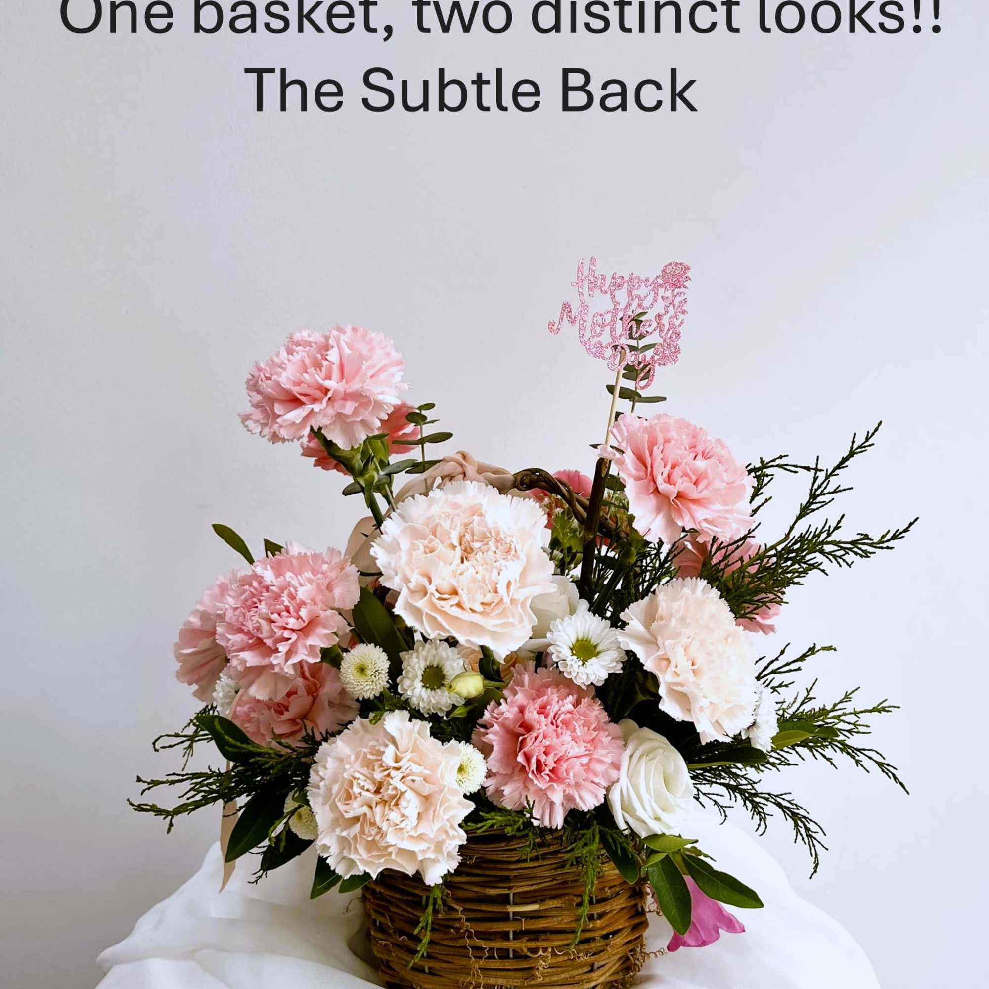 Bigger than the standard size. A front-and-back bouquet featuring a lush combination