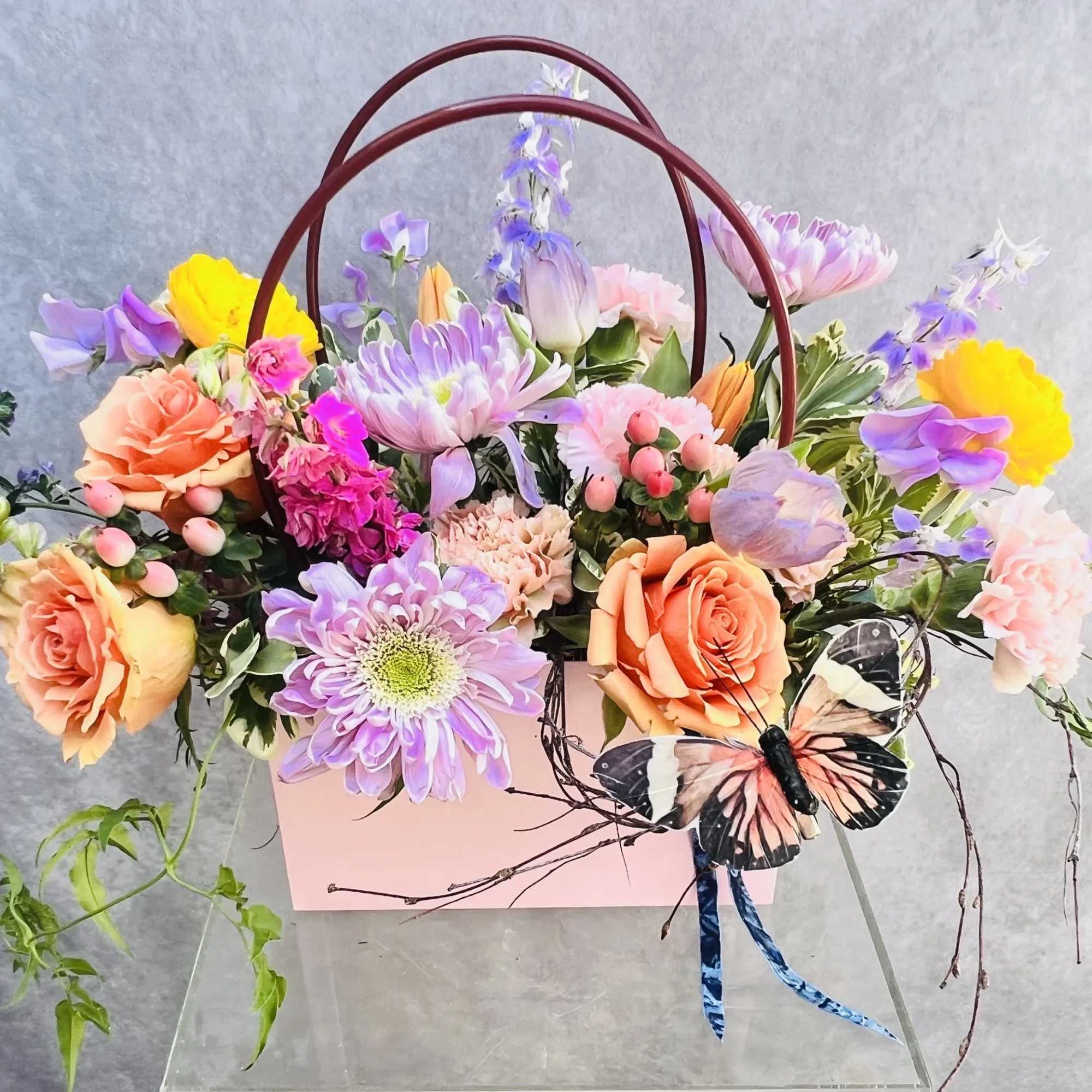 This pastel floral arrangement is designed to feel soft, fresh, and effortlessly