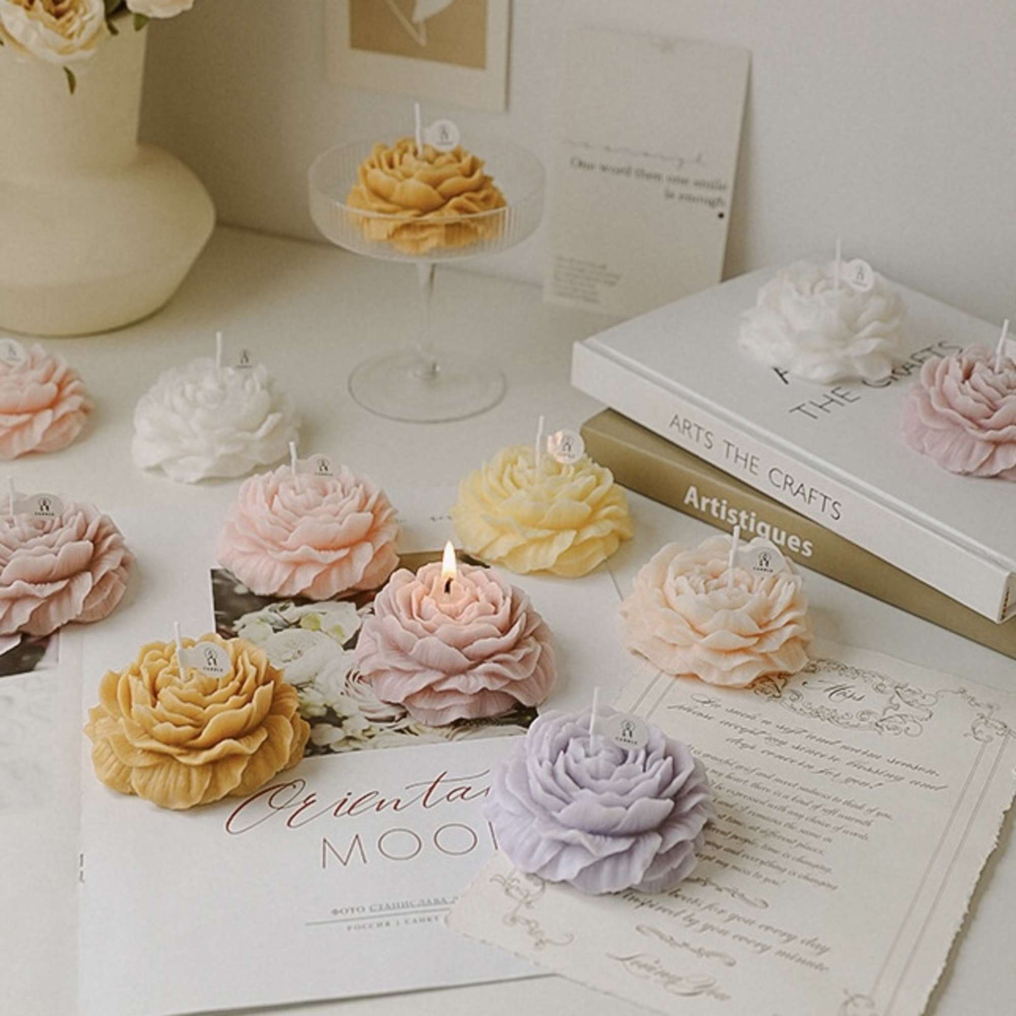 Elevate your floral gift with our exquisite handmade soy wax floral candles.