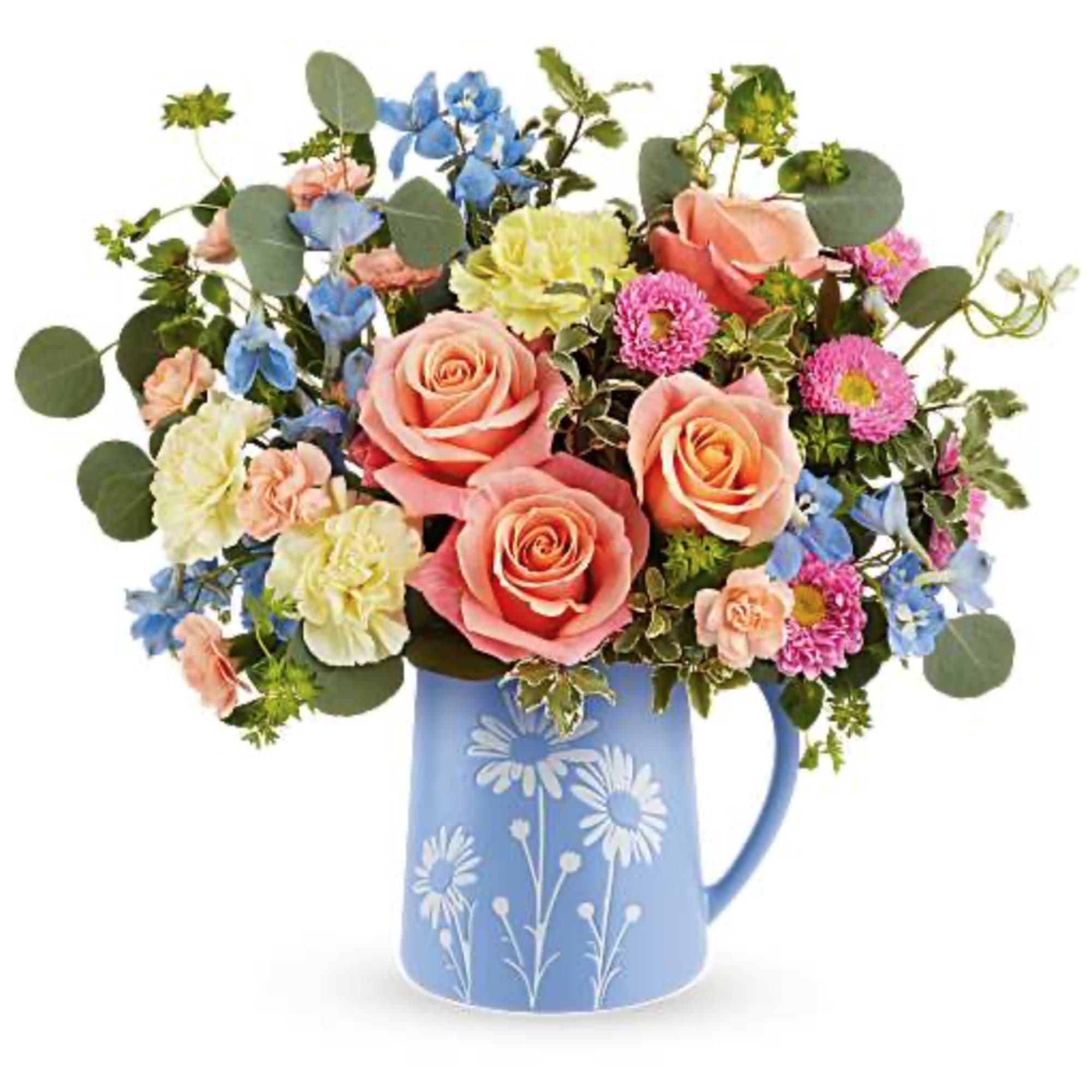 Brimming with fresh-picked charm, our Daisy Dreams Bouquet delights with peach roses