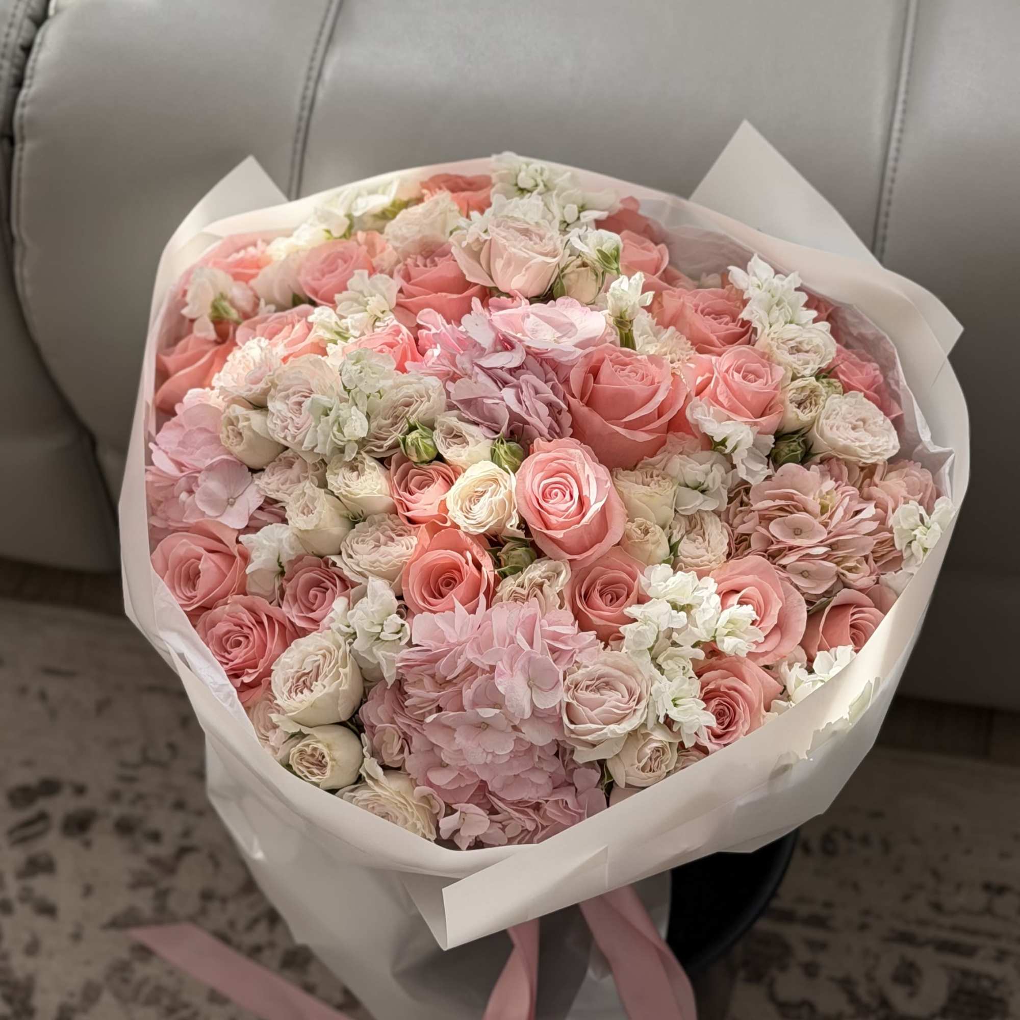 An abundant, garden-style bouquet designed to feel soft, romantic, and effortlessly luxurious.