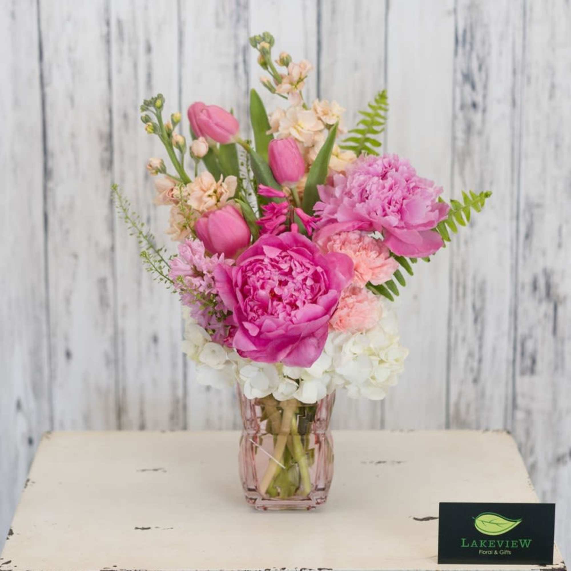 Soft pastels and airy texture come together in this delicate arrangement, a